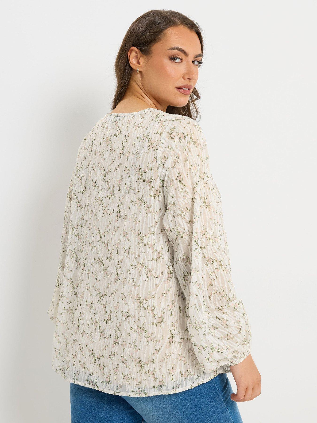 Image 2 of 6 of Yours Curve Burnout Blouse - White
