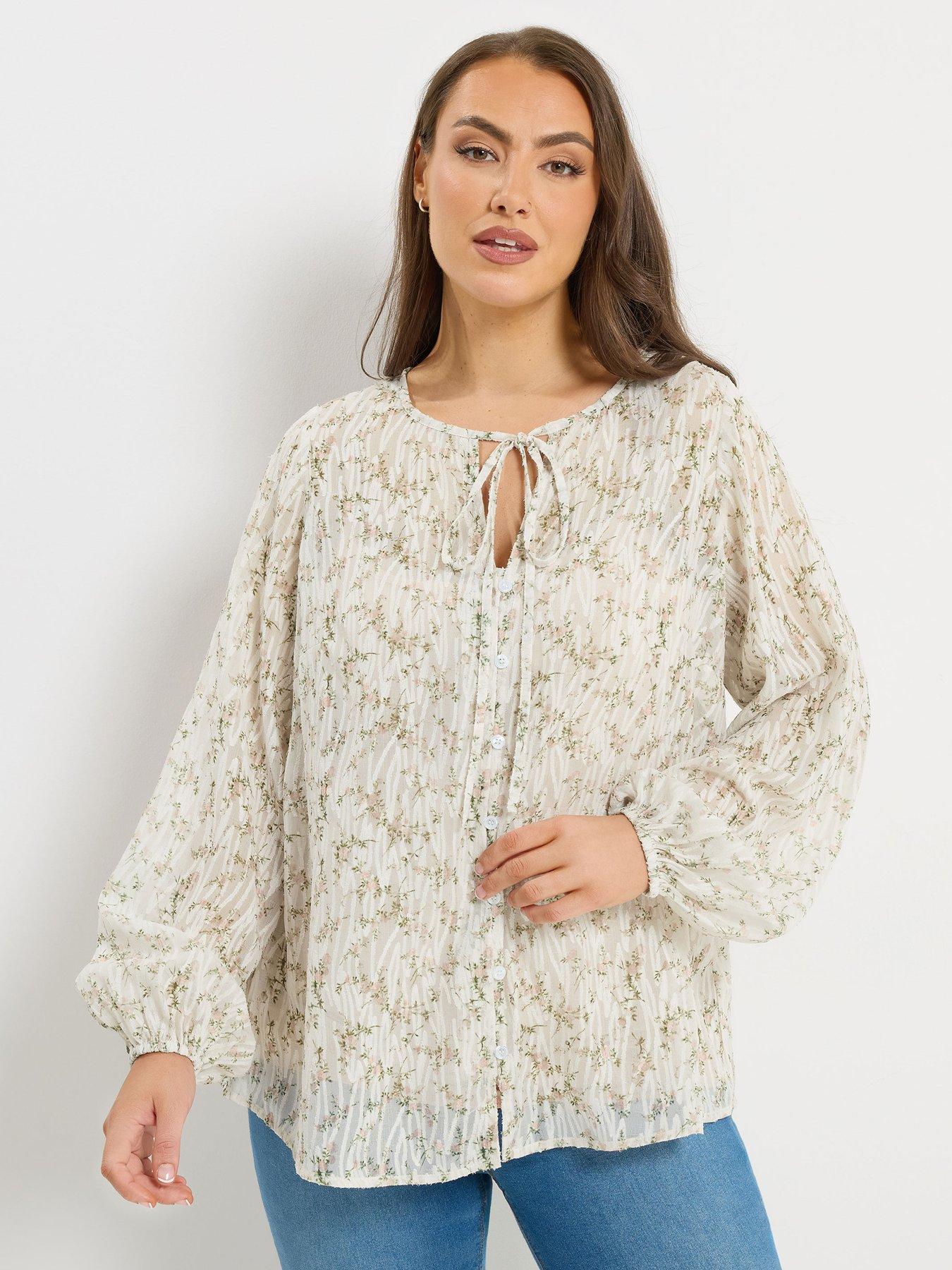 Image 4 of 6 of Yours Curve Burnout Blouse - White