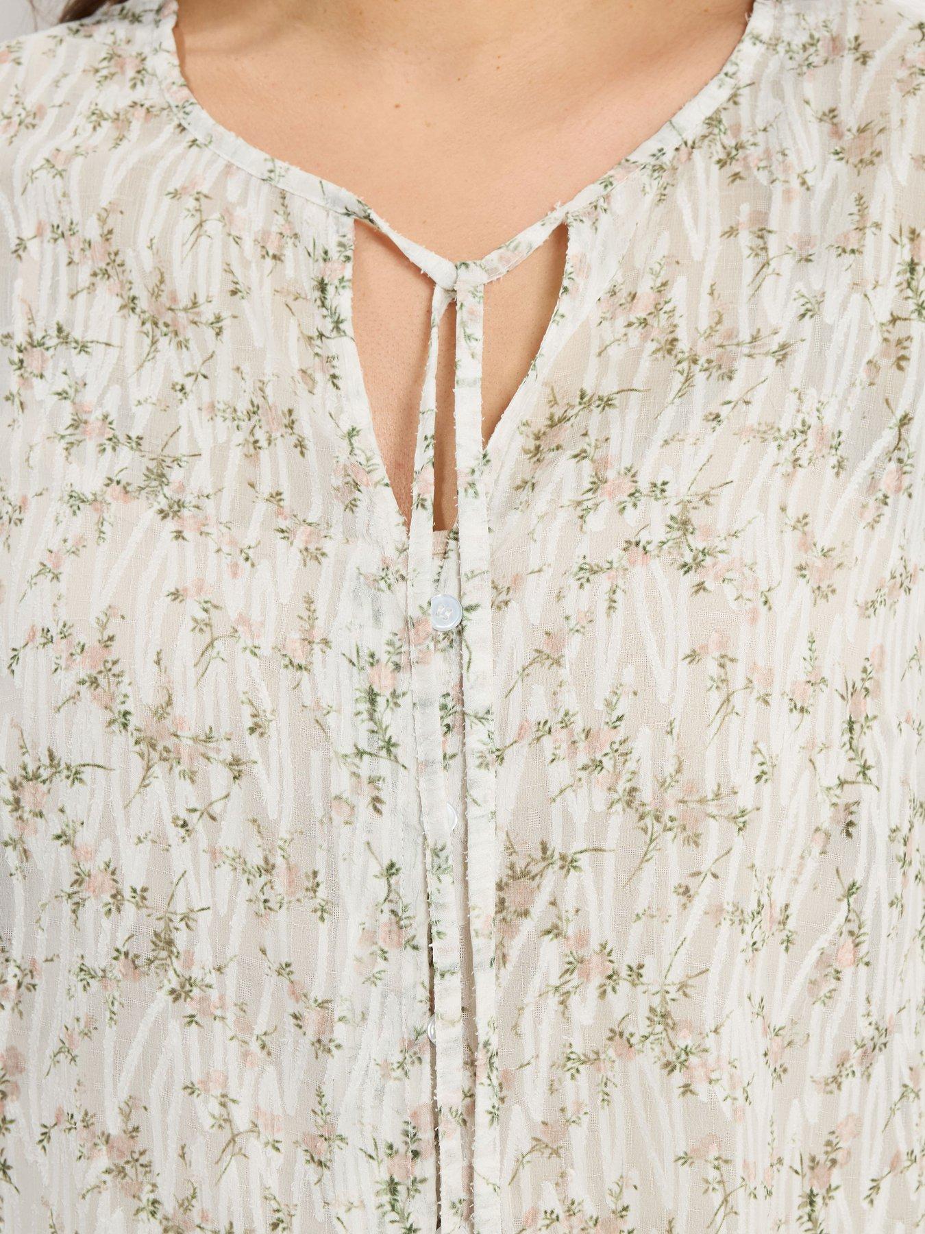 Image 5 of 6 of Yours Curve Burnout Blouse - White