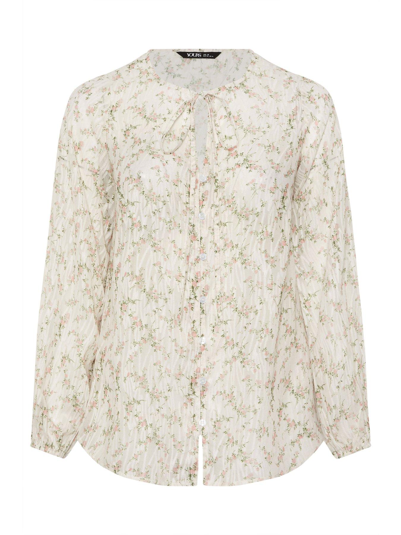 Image 6 of 6 of Yours Curve Burnout Blouse - White