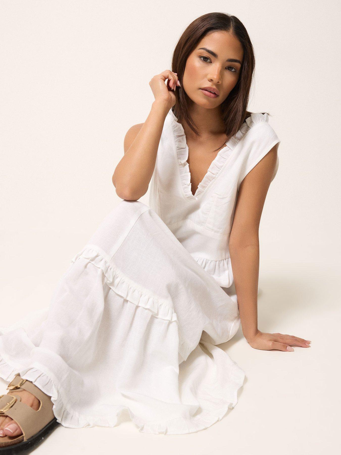 Image 3 of 4 of PixieGirl Petite Tie Back Tiered Dress