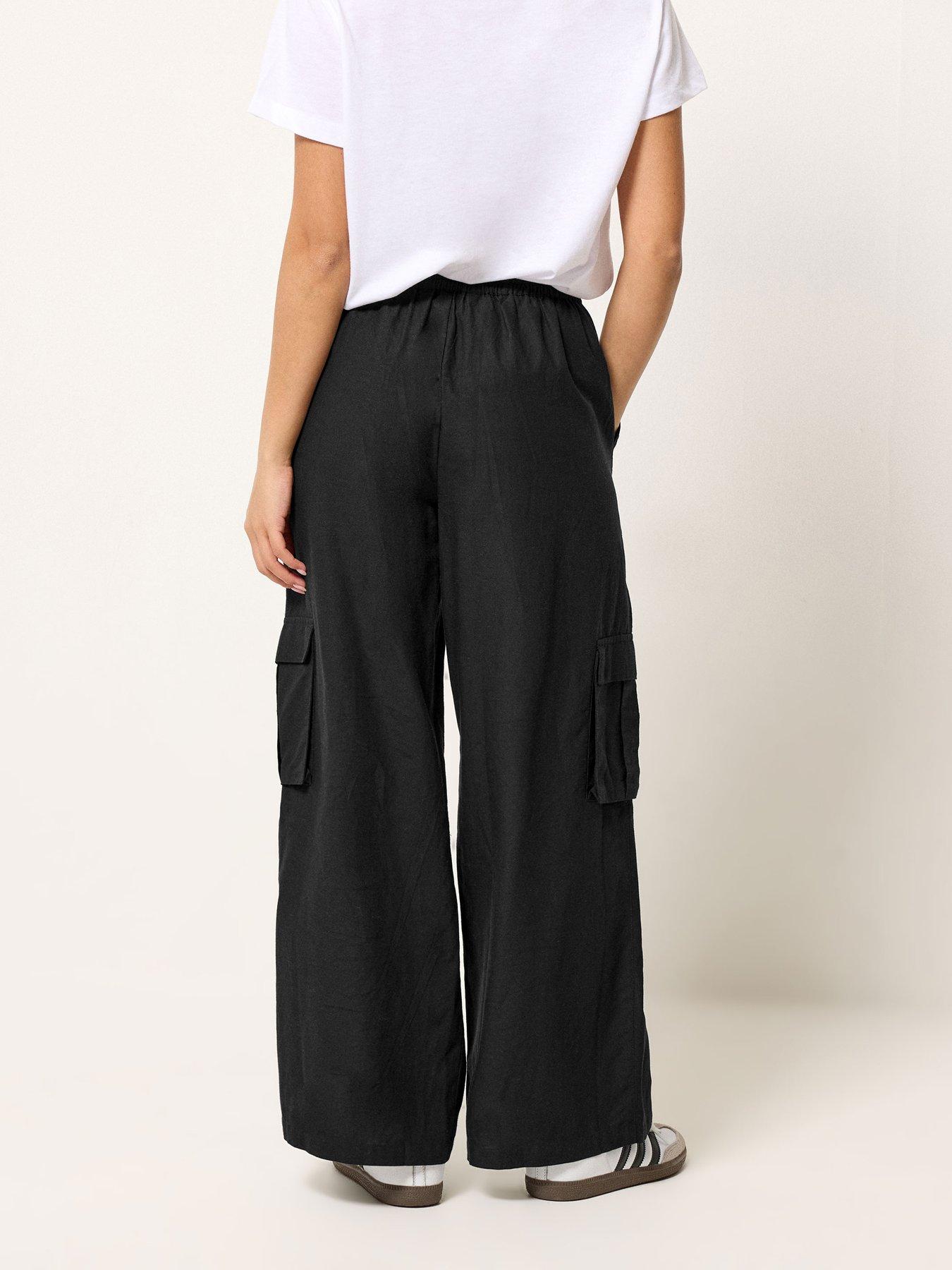 Image 2 of 5 of PixieGirl Petite Cargo Wide Leg Trousers Containing Linen