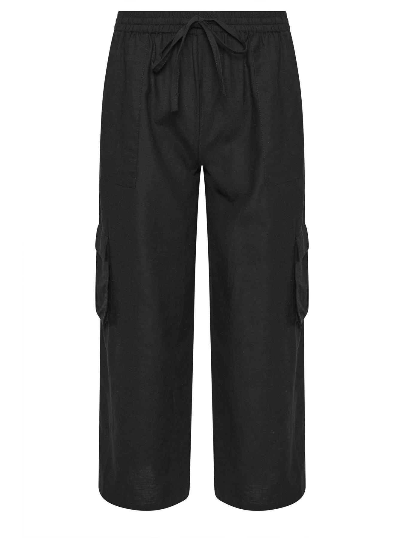 Image 5 of 5 of PixieGirl Petite Cargo Wide Leg Trousers Containing Linen
