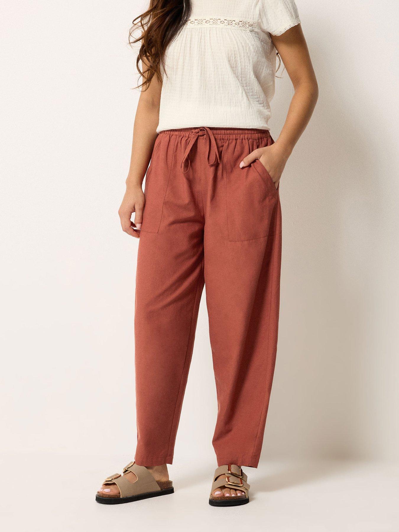 Image 1 of 4 of PixieGirl Petite Barrel Trousers Containing Linen