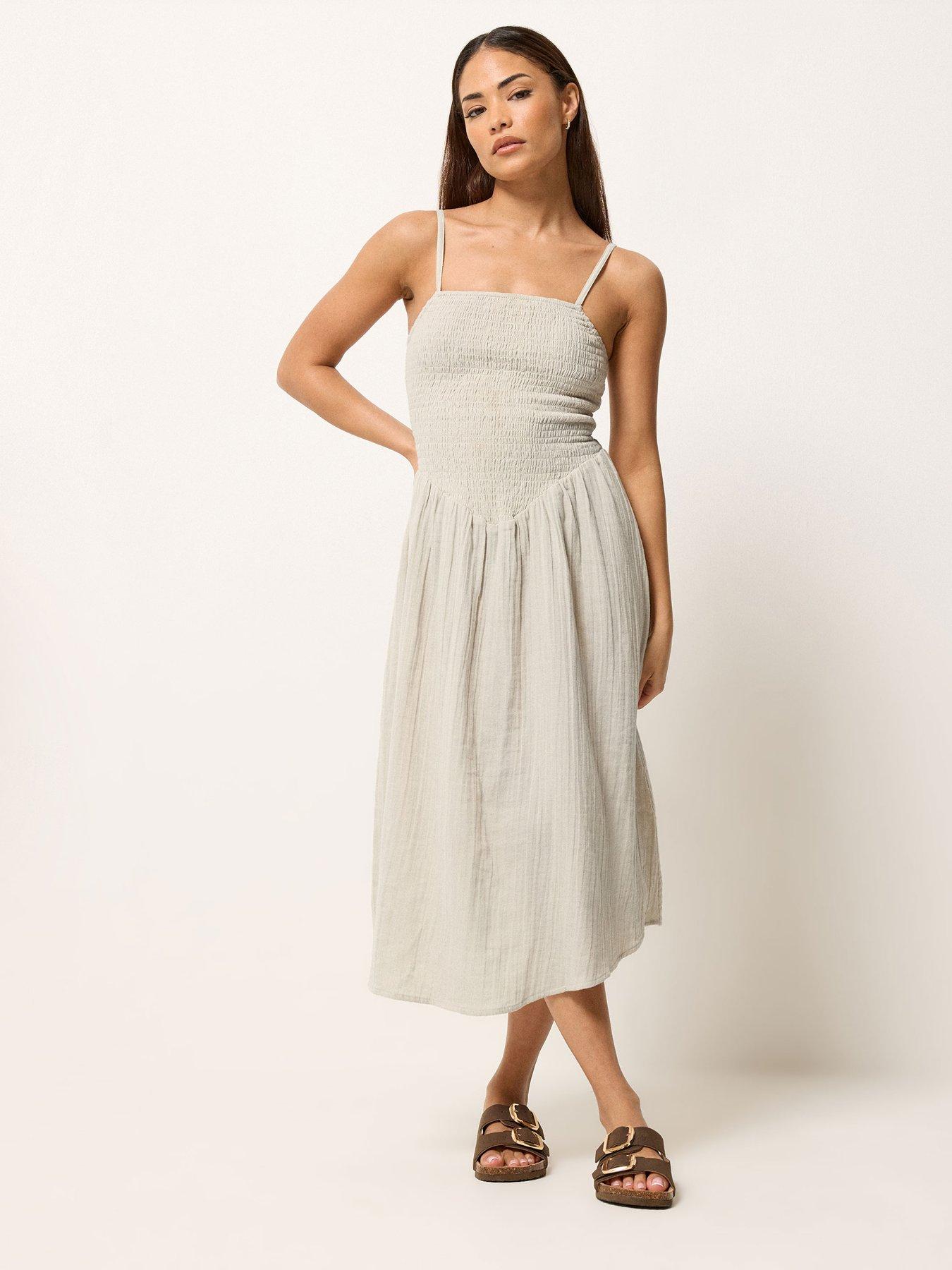 knee length dresses for ladies Black Cheesecloth Ruffle V-Neck Midi Dress  Ro&Zo