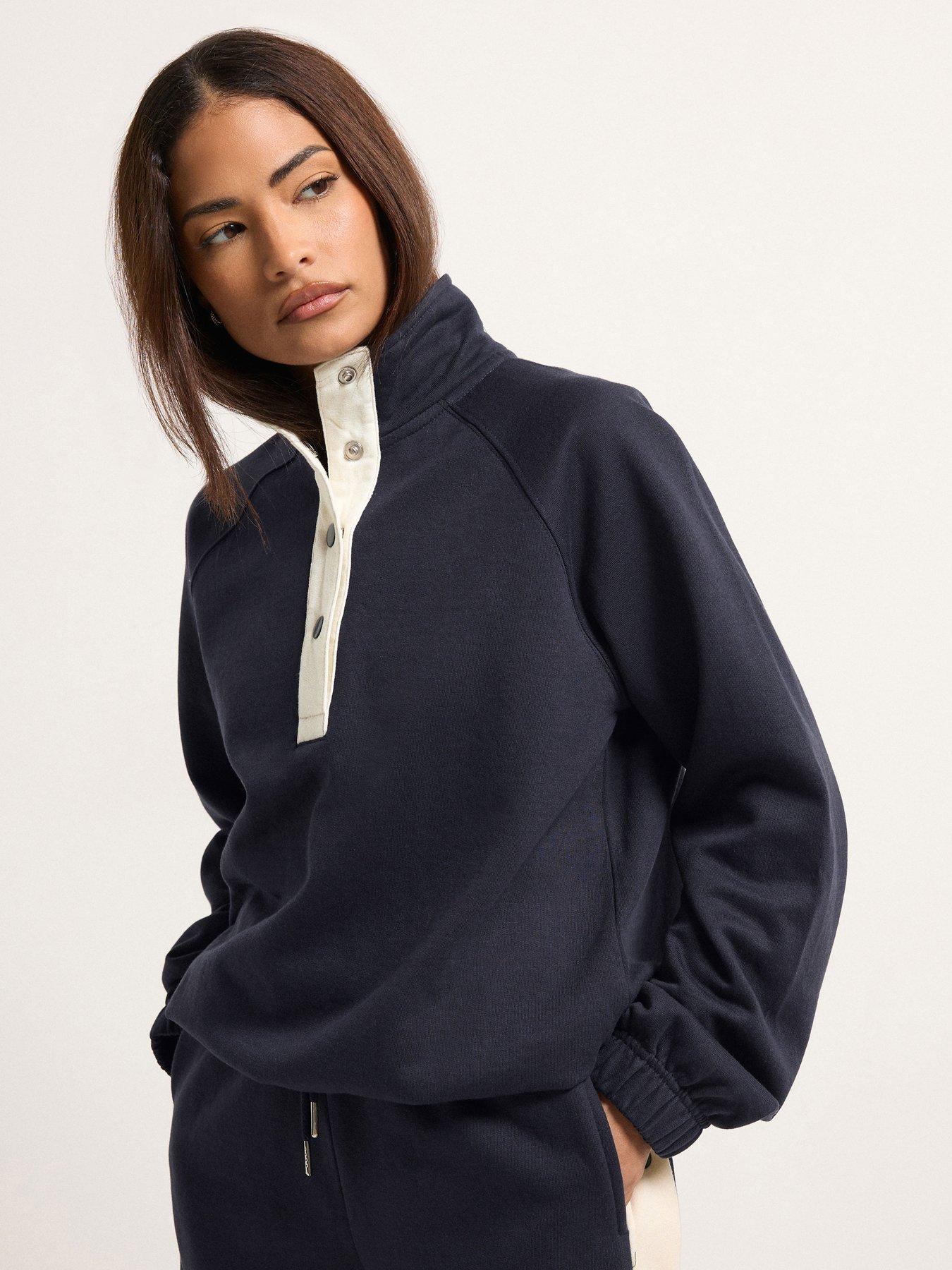 PixieGirl Petite Funnel Popper Sweatshirt - Blue