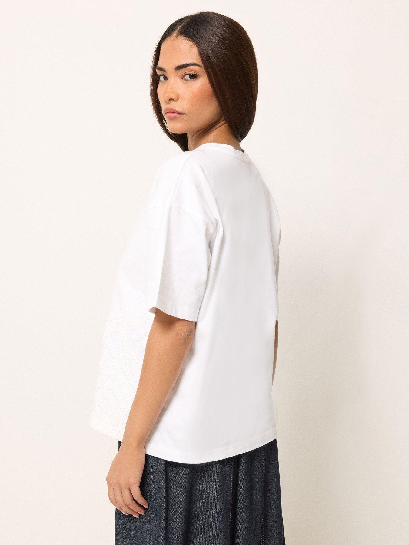 Image 2 of 5 of PixieGirl Petite Puff Paisley T-Shirt - White