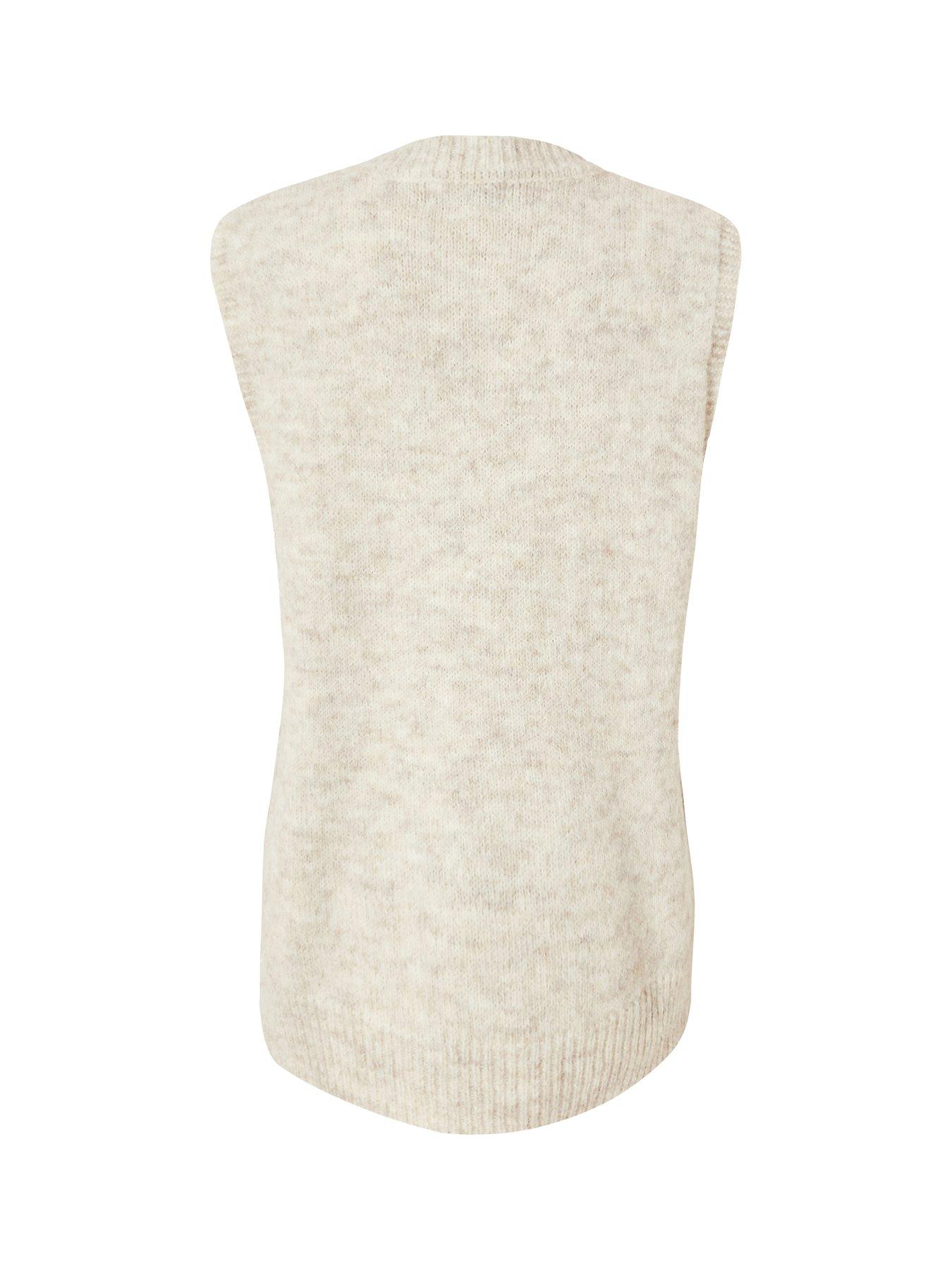 Image 5 of 6 of Quiz Cream Sequin Embellished Knitted Vest
