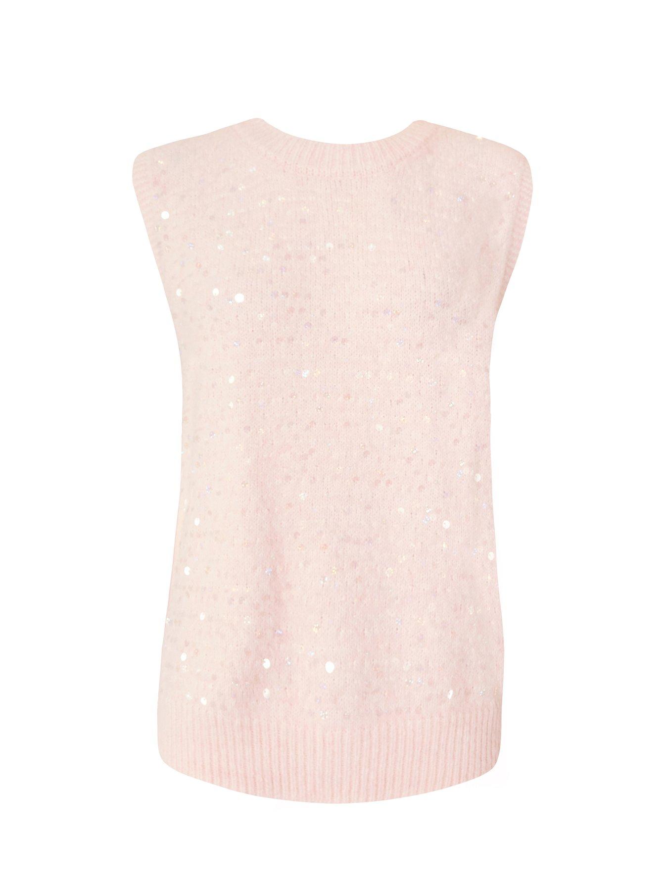 Image 4 of 6 of Quiz Pink Sequin Embellished Knitted Vest