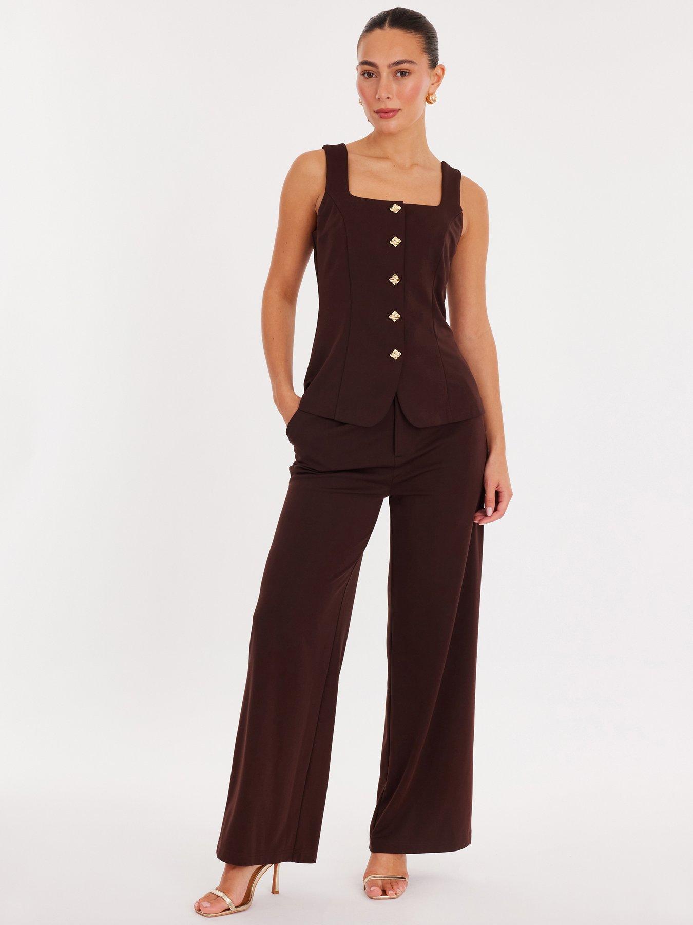 Quiz Brown Wide Leg Trousers