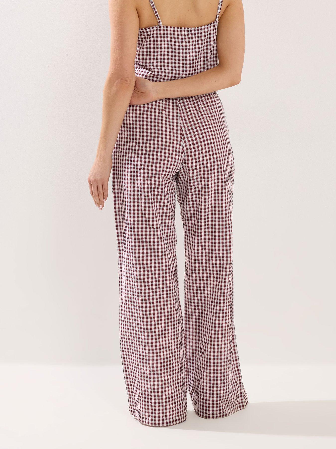 Image 2 of 4 of Long Tall Sally Tall Gingham Wide Leg Trousers 36"
