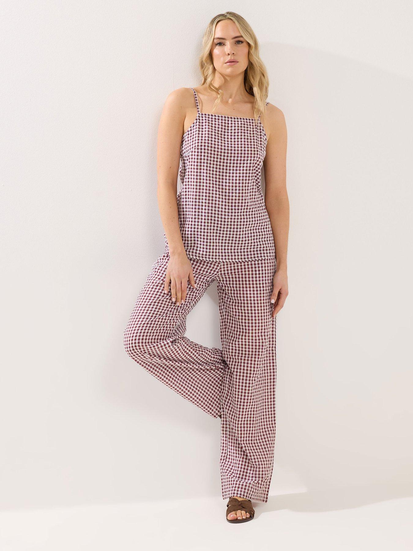Image 3 of 4 of Long Tall Sally Tall Gingham Wide Leg Trousers 34"