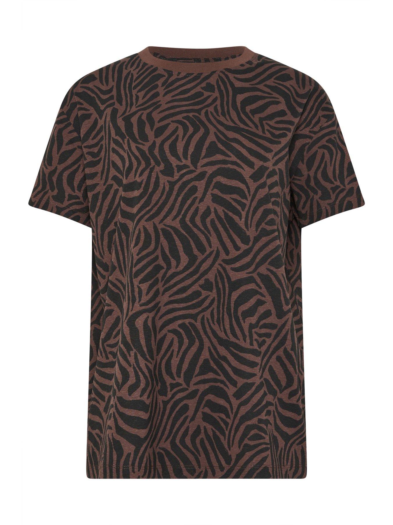 Image 5 of 5 of Long Tall Sally Zebra Oversized T-Shirt - Brown