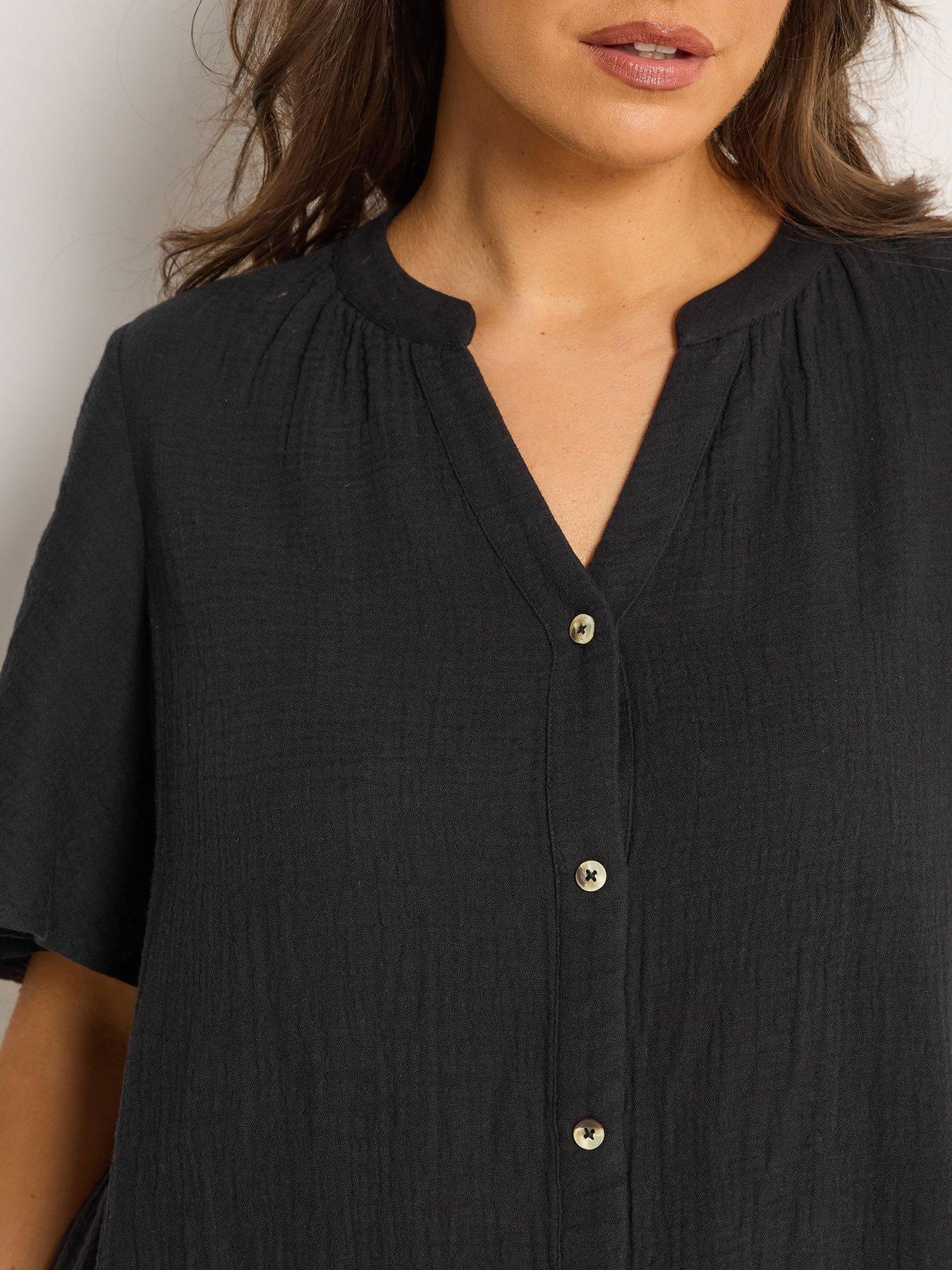 Image 4 of 5 of Yours Curve Angel Sleeve Cheesecloth Top - Black