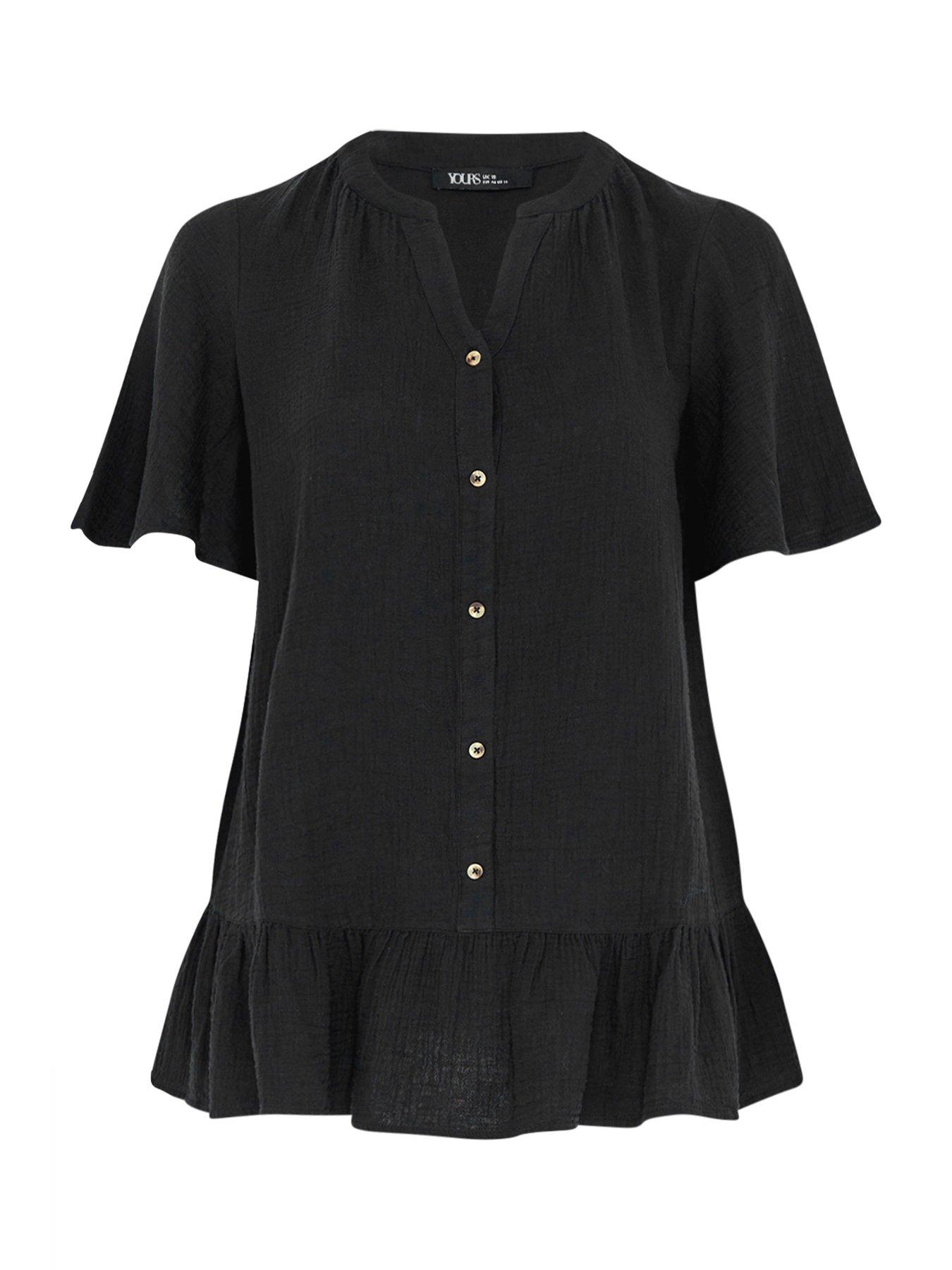 Image 5 of 5 of Yours Curve Angel Sleeve Cheesecloth Top - Black