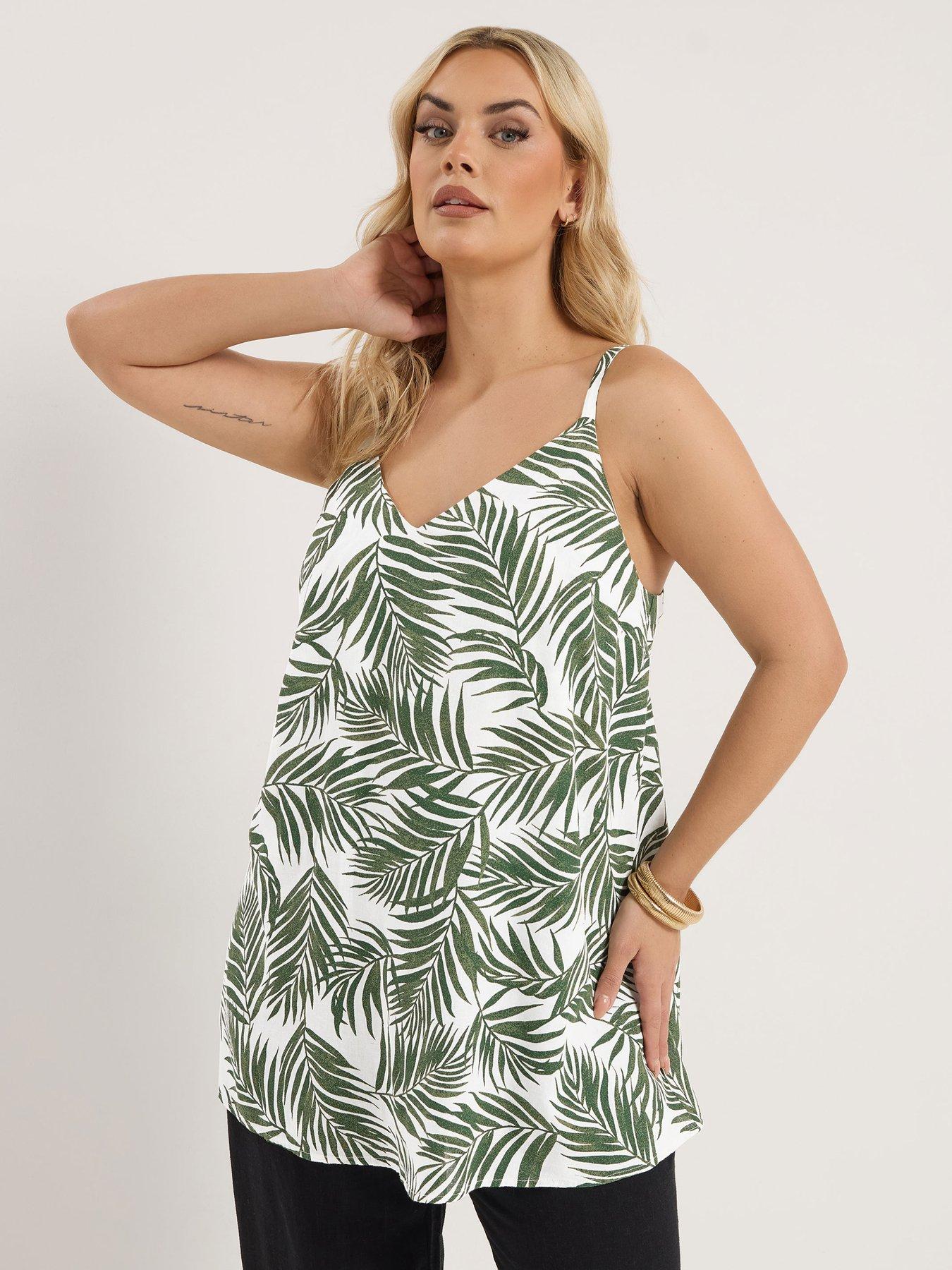Yours Curve Linen Cami Vest - Green
