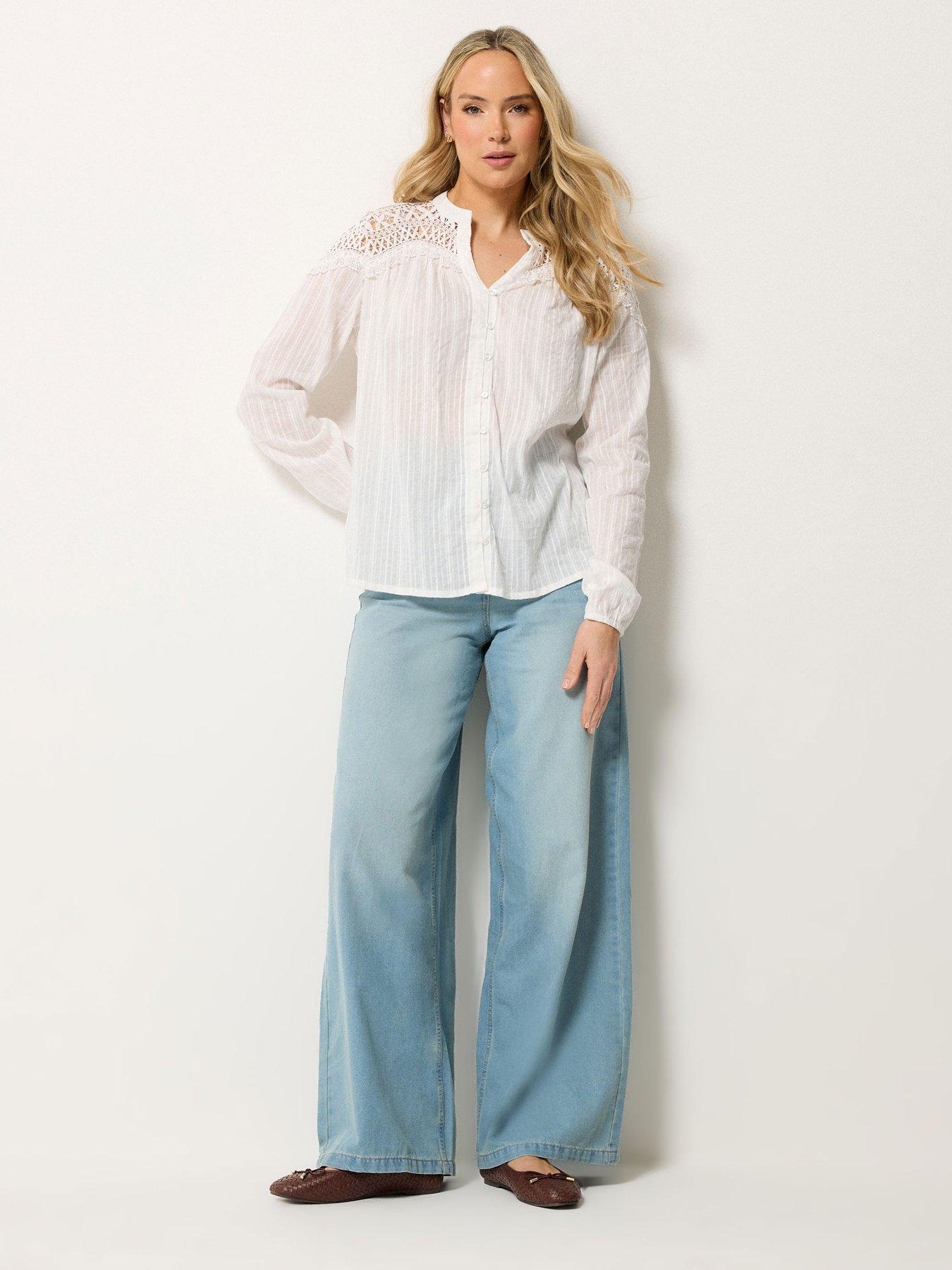 Image 3 of 5 of Long Tall Sally Tall Open Lace Button Through Top