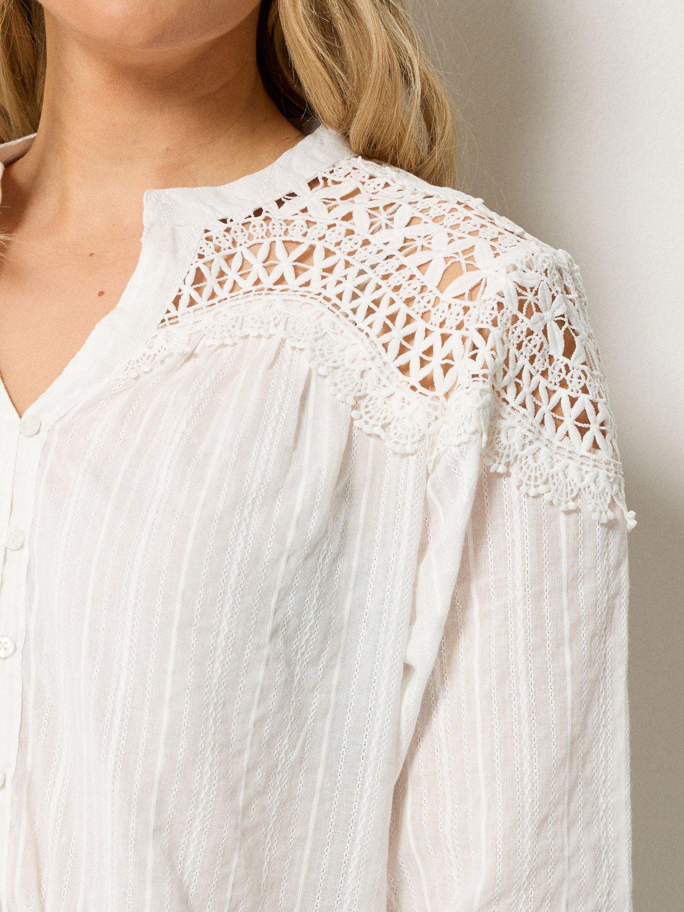 Image 4 of 5 of Long Tall Sally Tall Open Lace Button Through Top