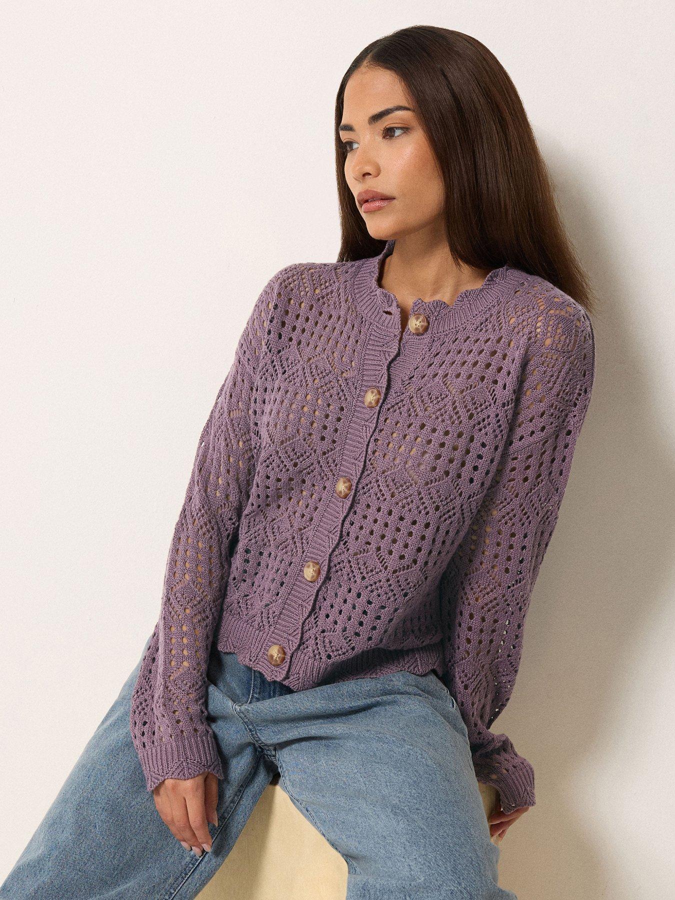 Image 1 of 5 of PixieGirl Petite Button Crochet Cardigan