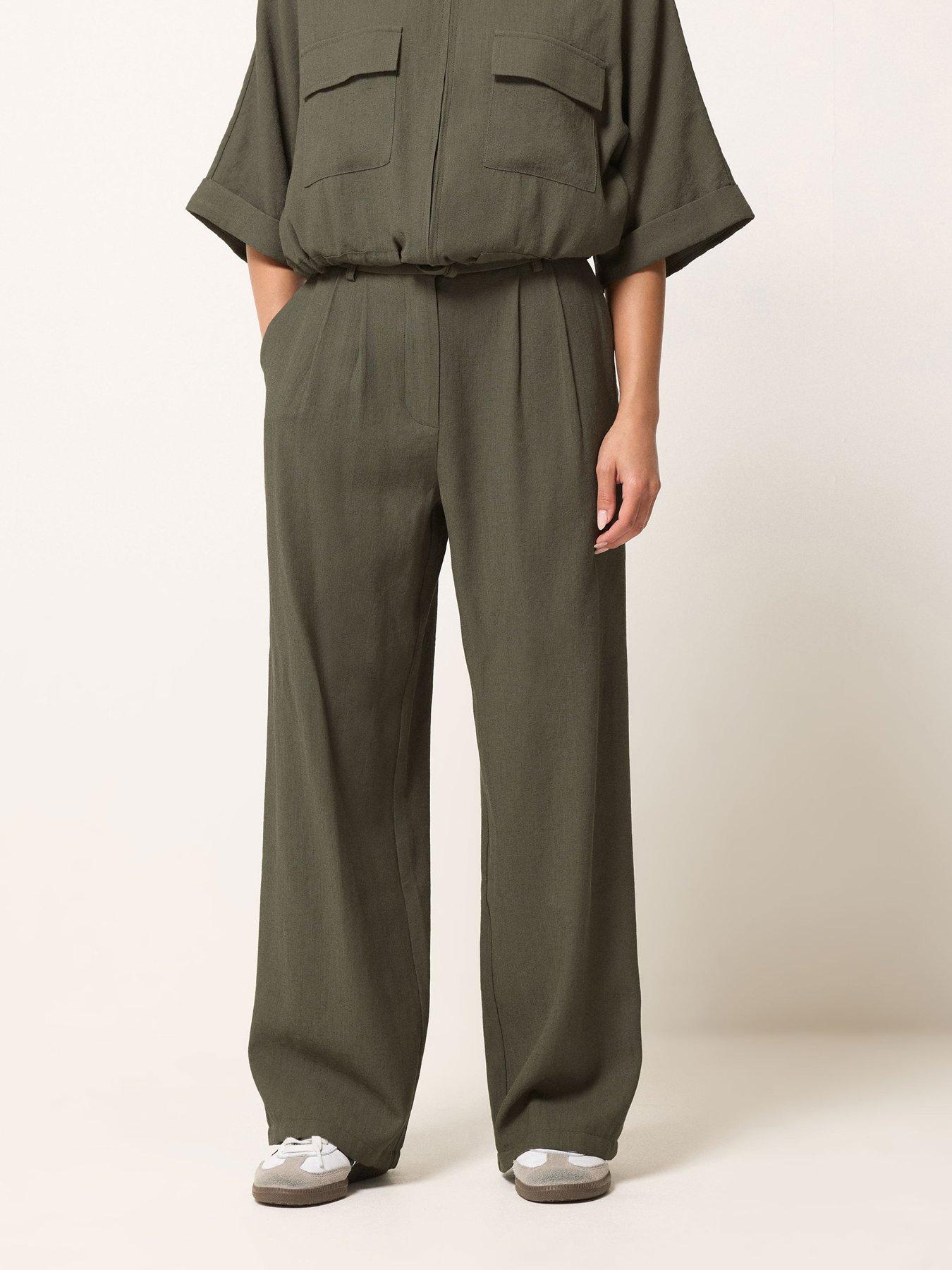 PixieGirl Petite Linen Look Wide Leg Trousers