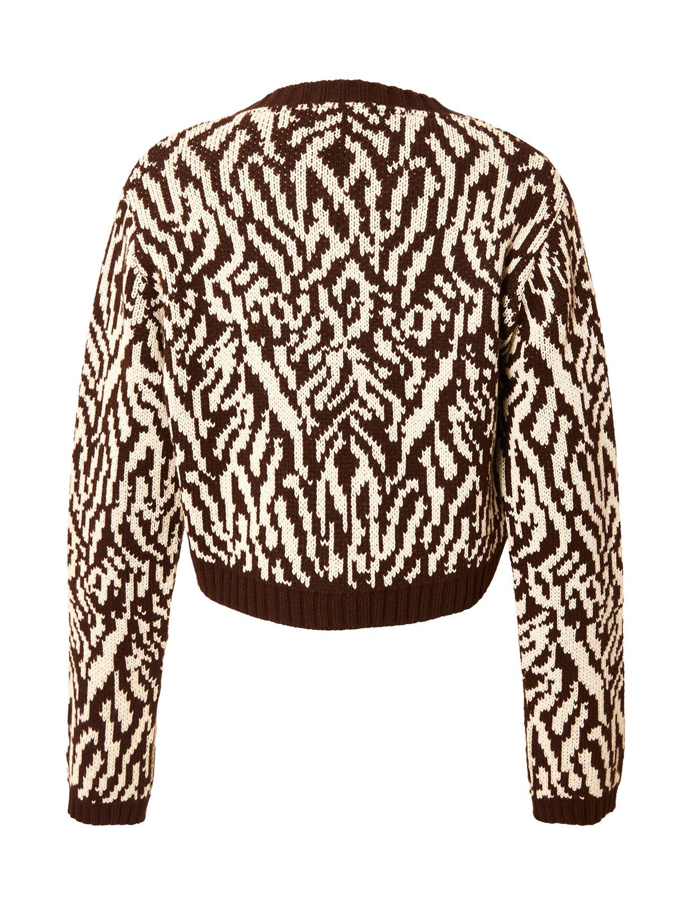Image 5 of 6 of Quiz Brown Zebra Print Cropped Cardigan