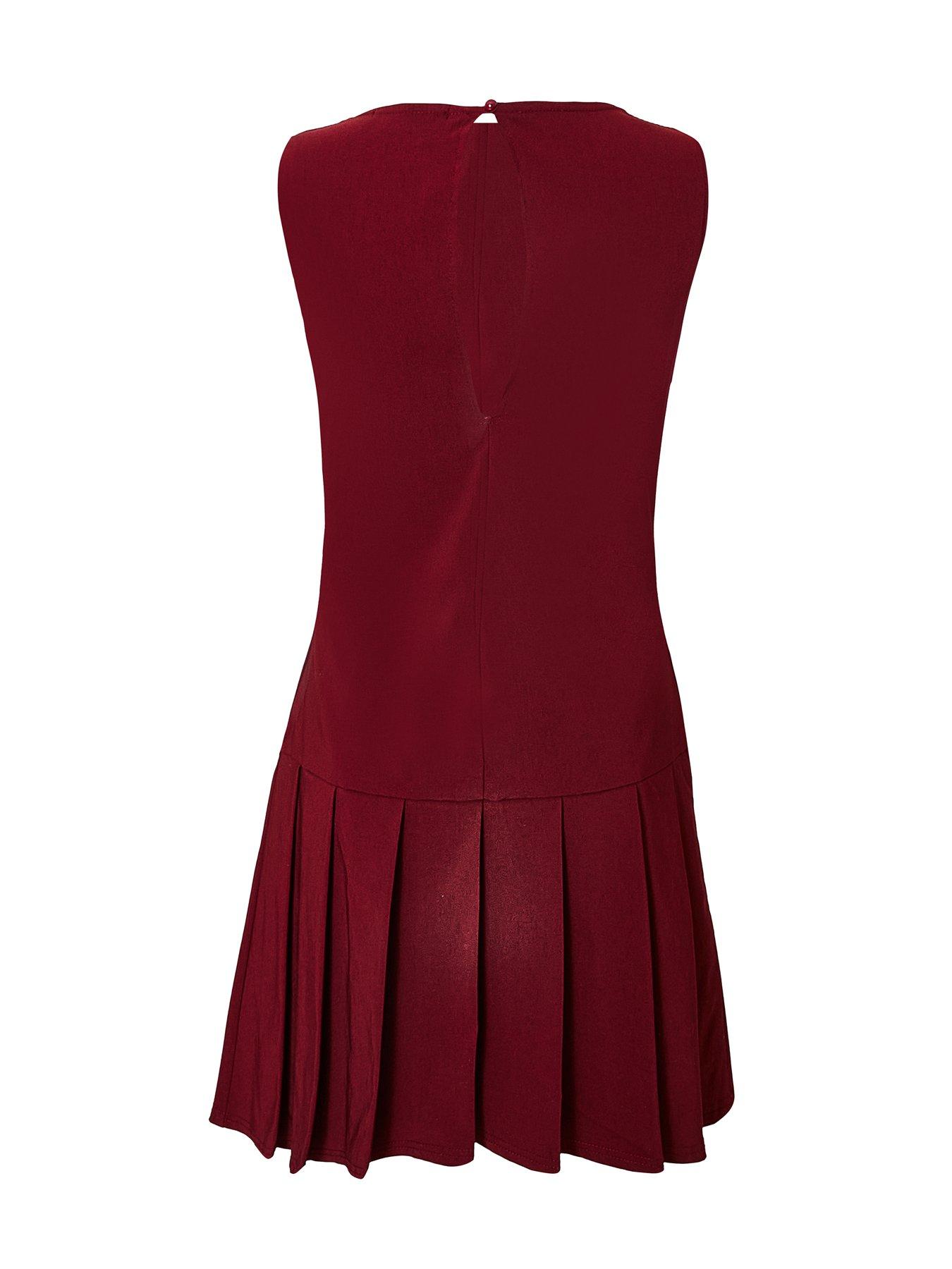 Image 5 of 6 of Quiz Burgundy Button Detail Skort Dress