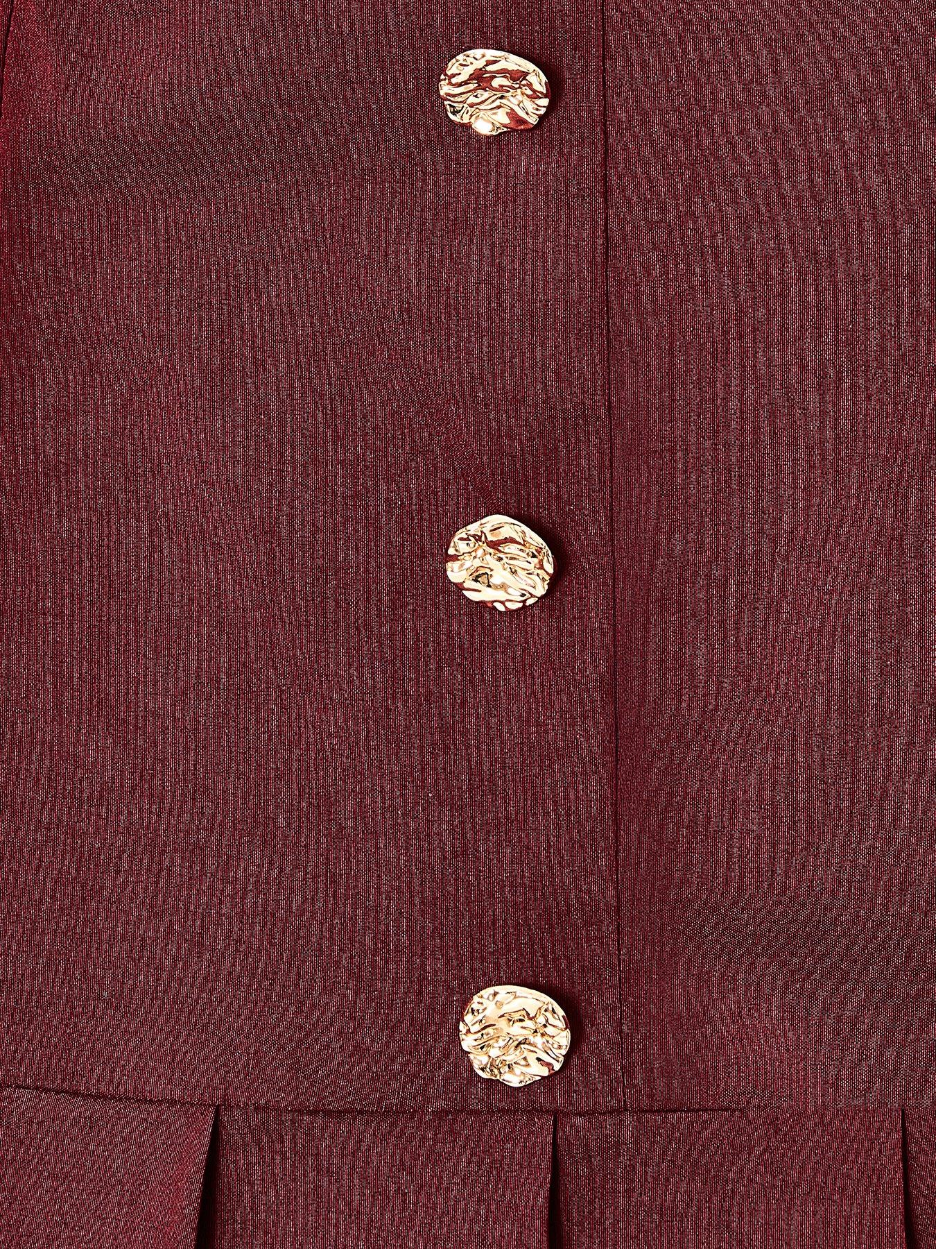 Image 6 of 6 of Quiz Burgundy Button Detail Skort Dress