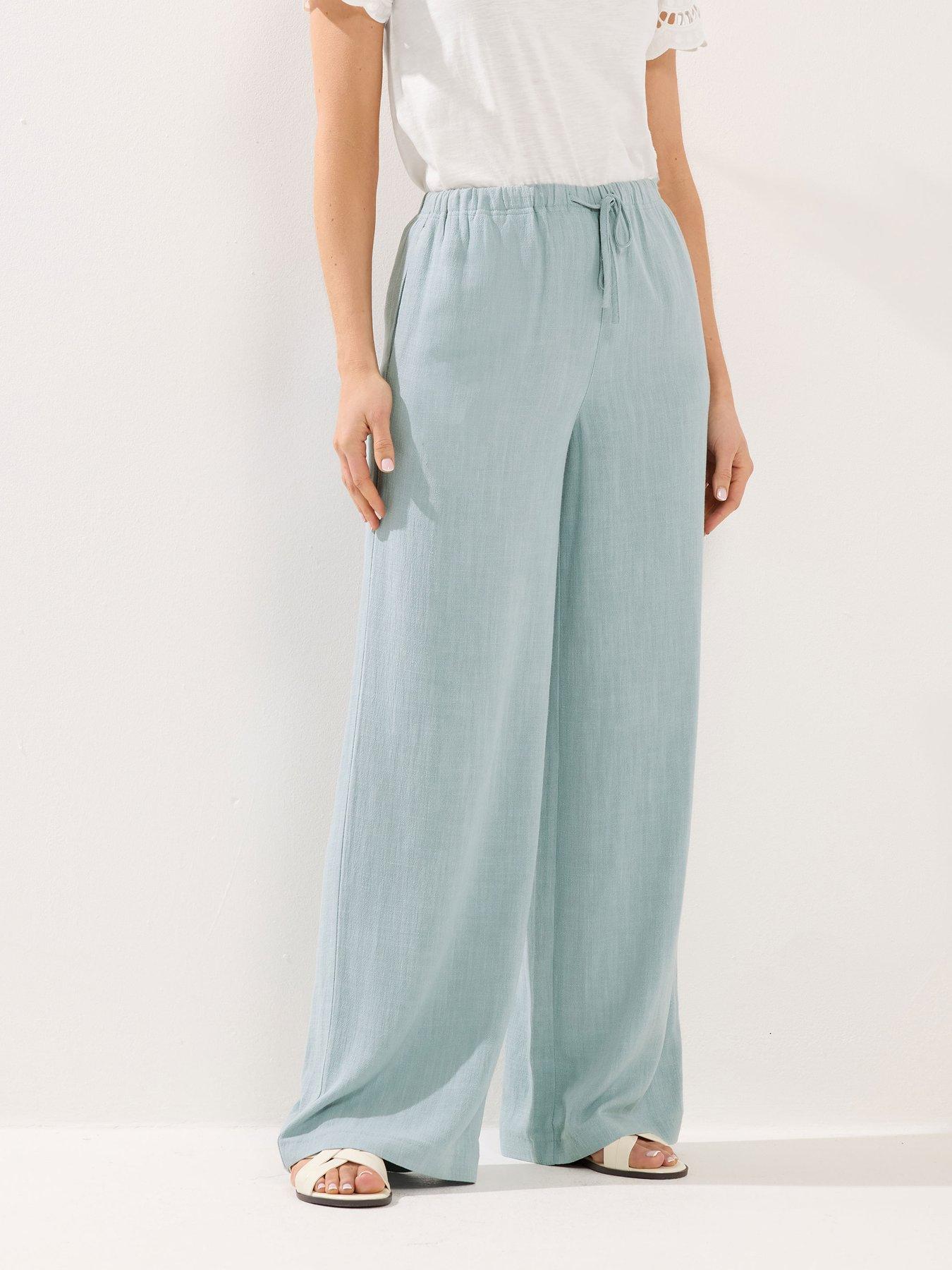 Long Tall Sally Wide Leg Linen Trousers 34" - Brown