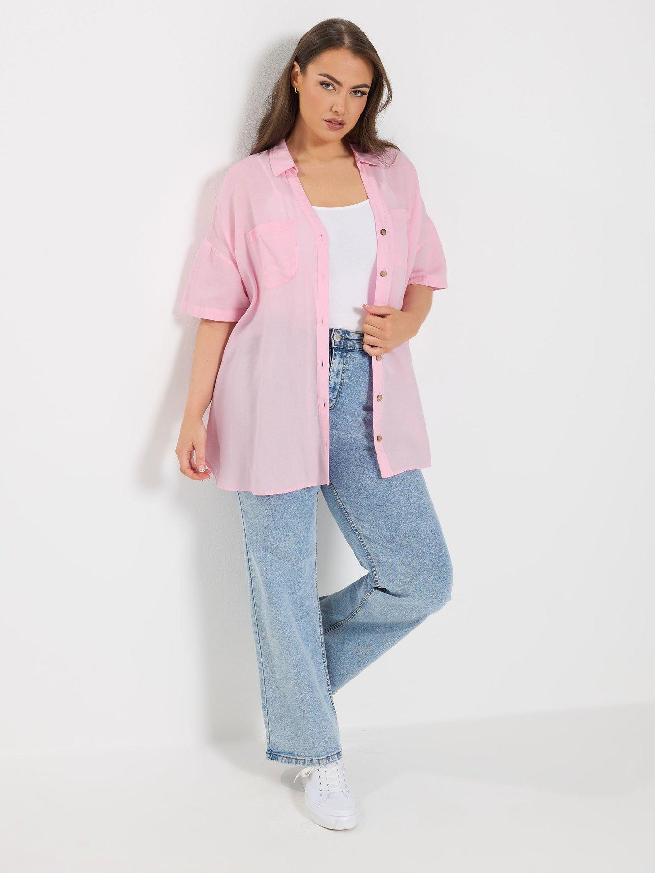 Image 3 of 5 of Yours Curve Desert Shirt - Pink