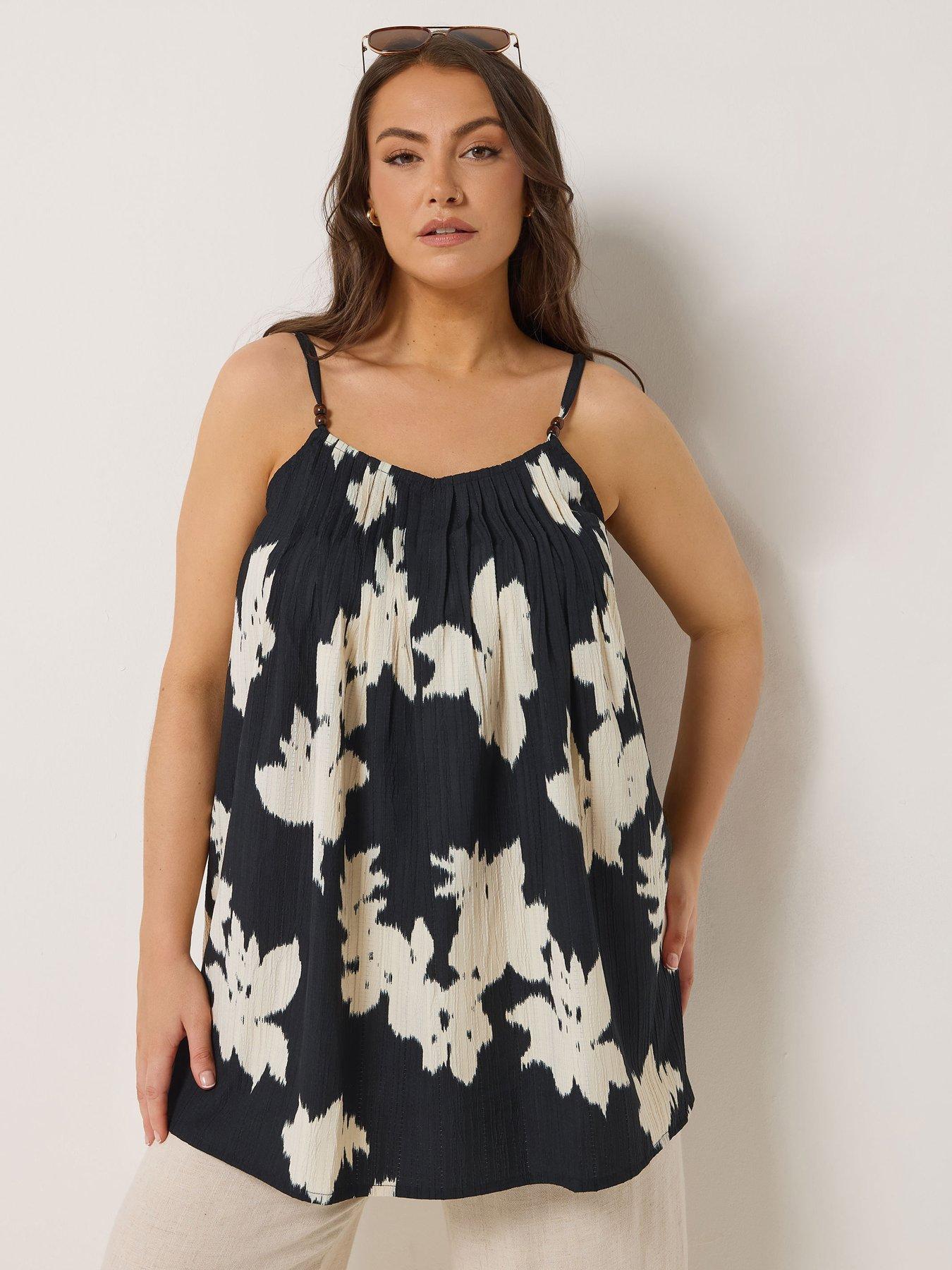 Image 1 of 5 of Yours Curve Pleated Cami Vest - Black