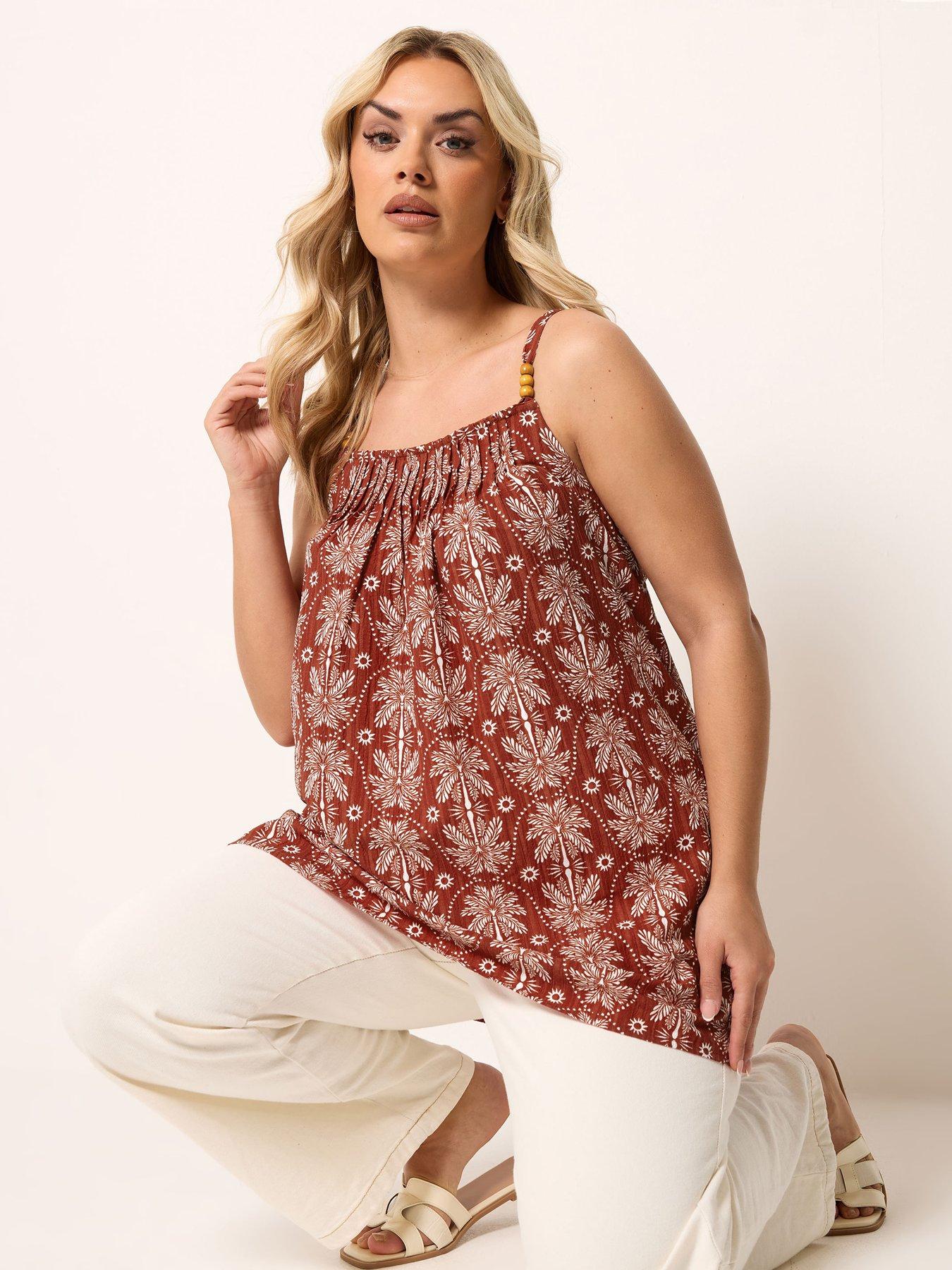 Yours Curve Pleated Cami Vest - Red