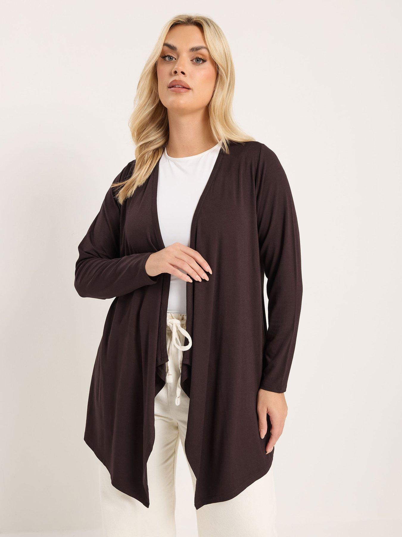 Yours Curve Waterfall Cardigan - Brown