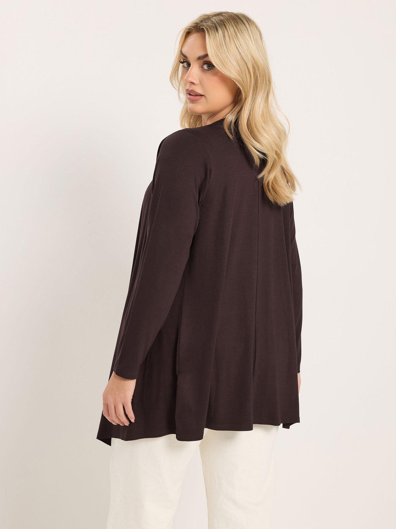 Image 2 of 5 of Yours Curve Waterfall Cardigan - Brown