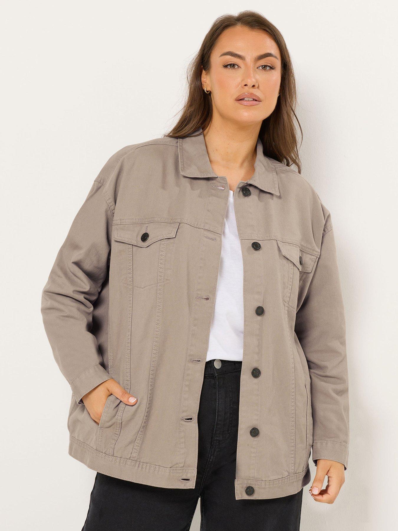 Yours Curve Oversized Denim Jacket - Brown