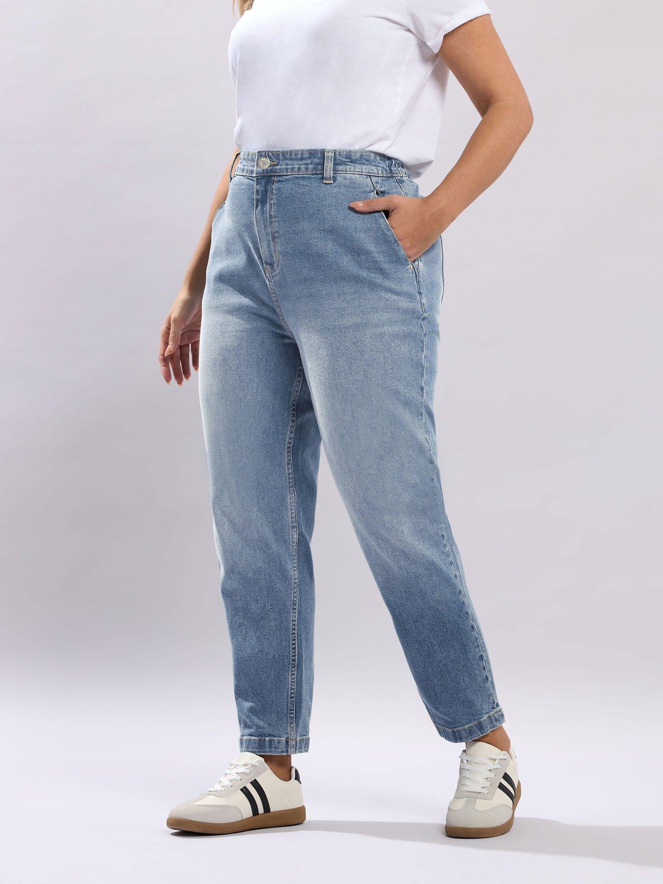 Yours Curve Barrel Jeans - Blue