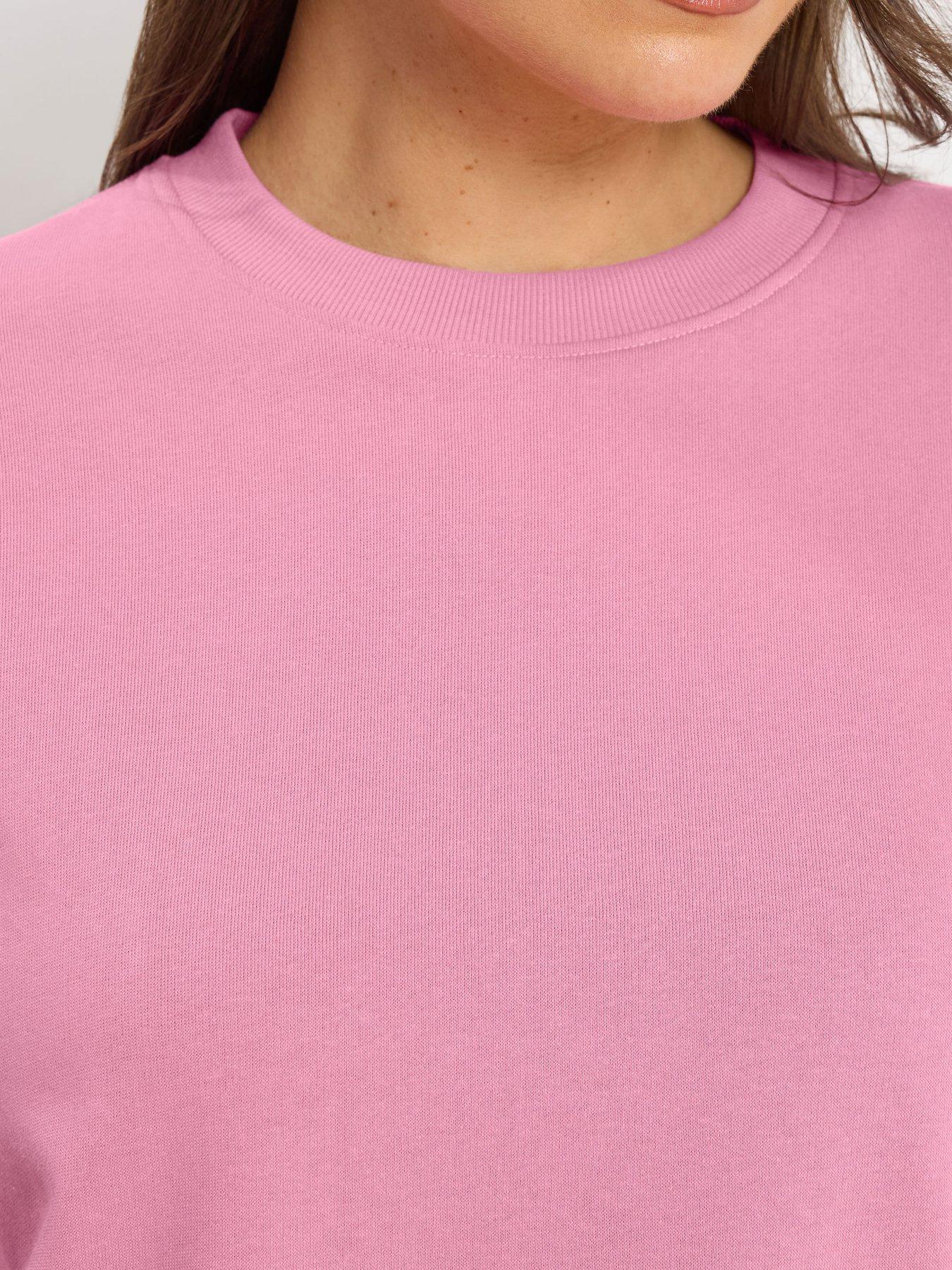 Image 5 of 6 of Yours Curve 2 Pack Crew Neck Sweatshirts - Black/Pink