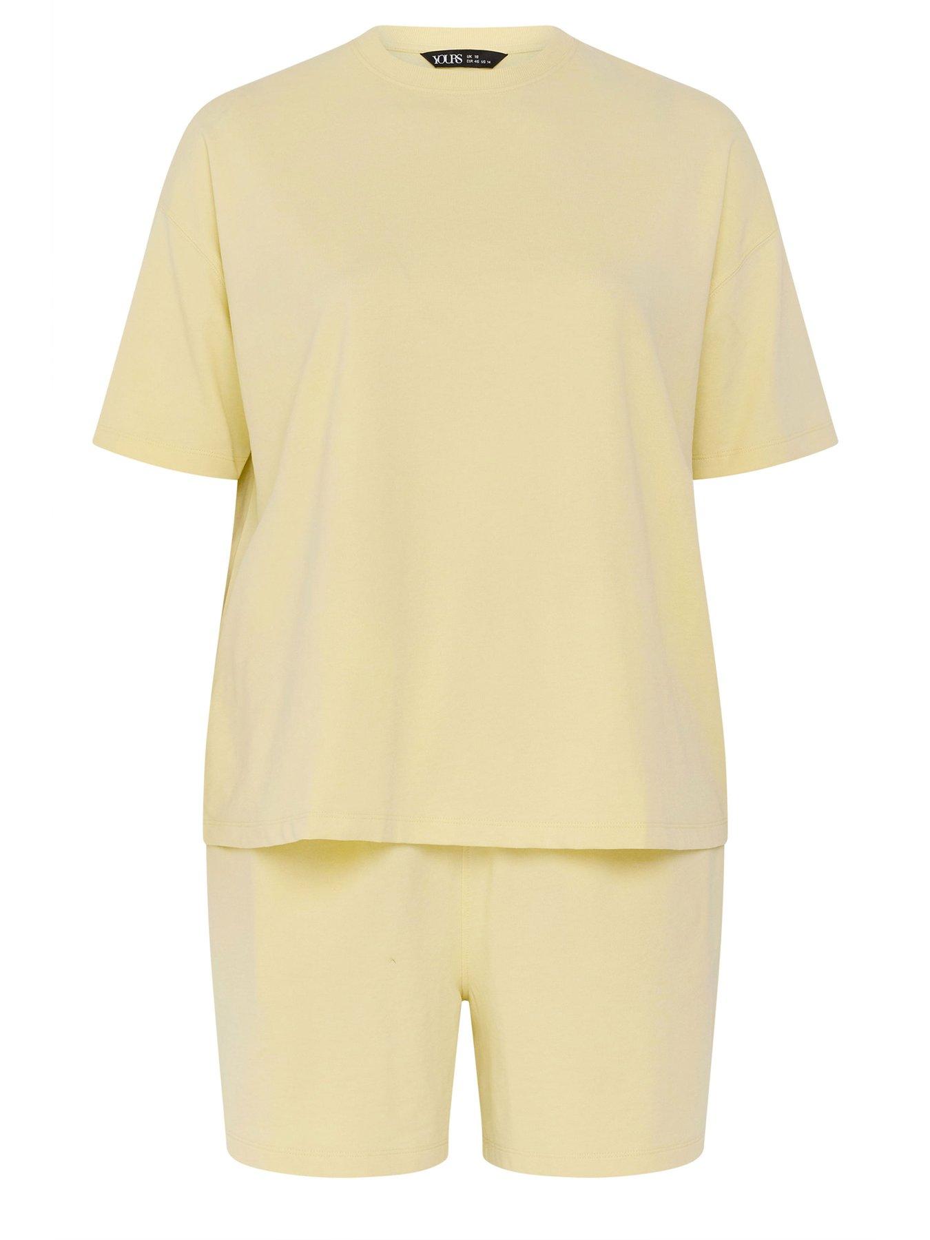 Image 5 of 5 of Yours Curve Short &amp; T Shirt Sweatshirt Set - Yellow