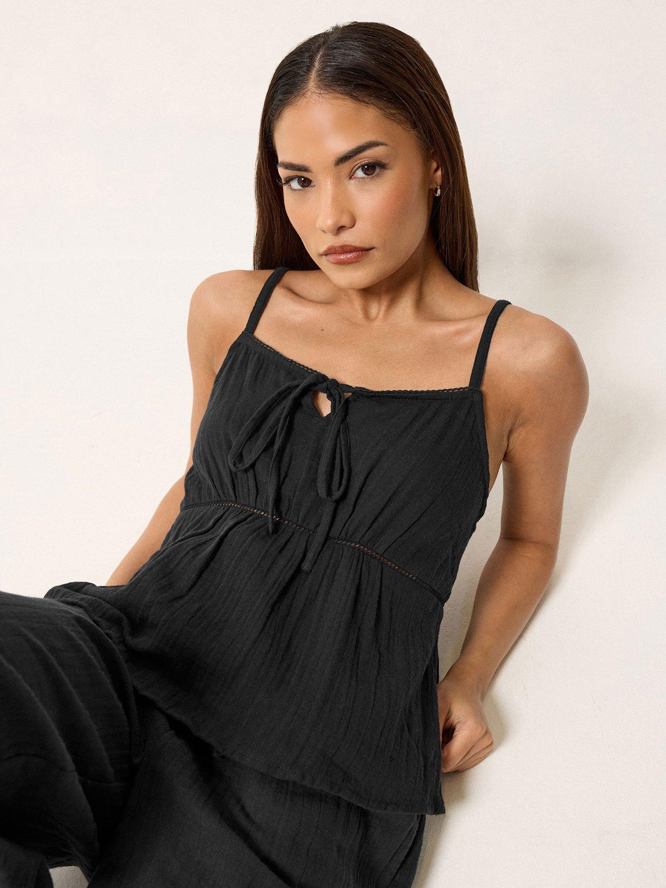 PixieGirl Petite Cheeseclth Bow Front Cami Top