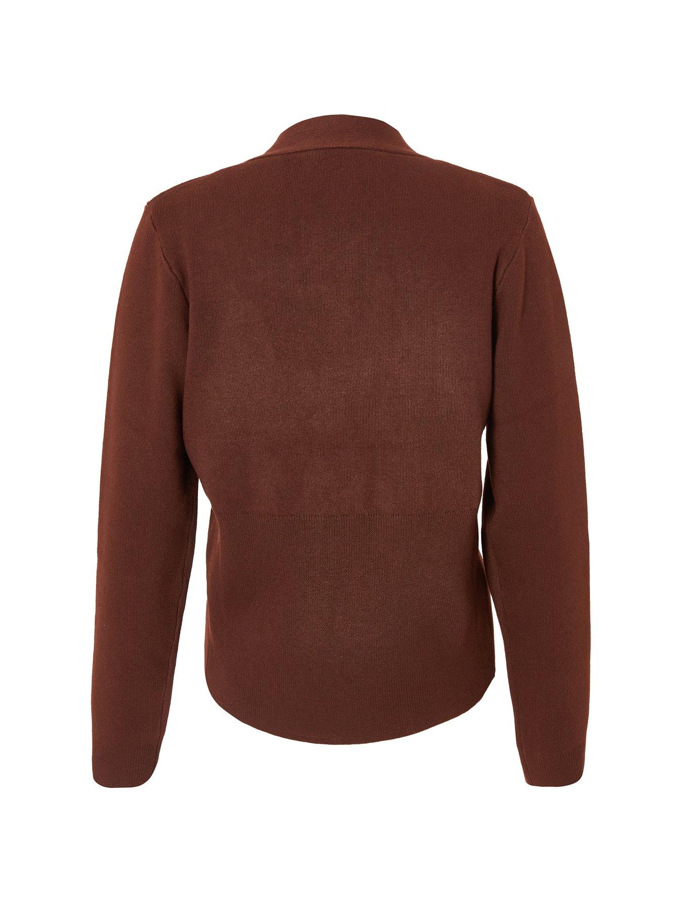 Image 5 of 6 of Quiz Brown Gold Button Long Sleeve Cardigan