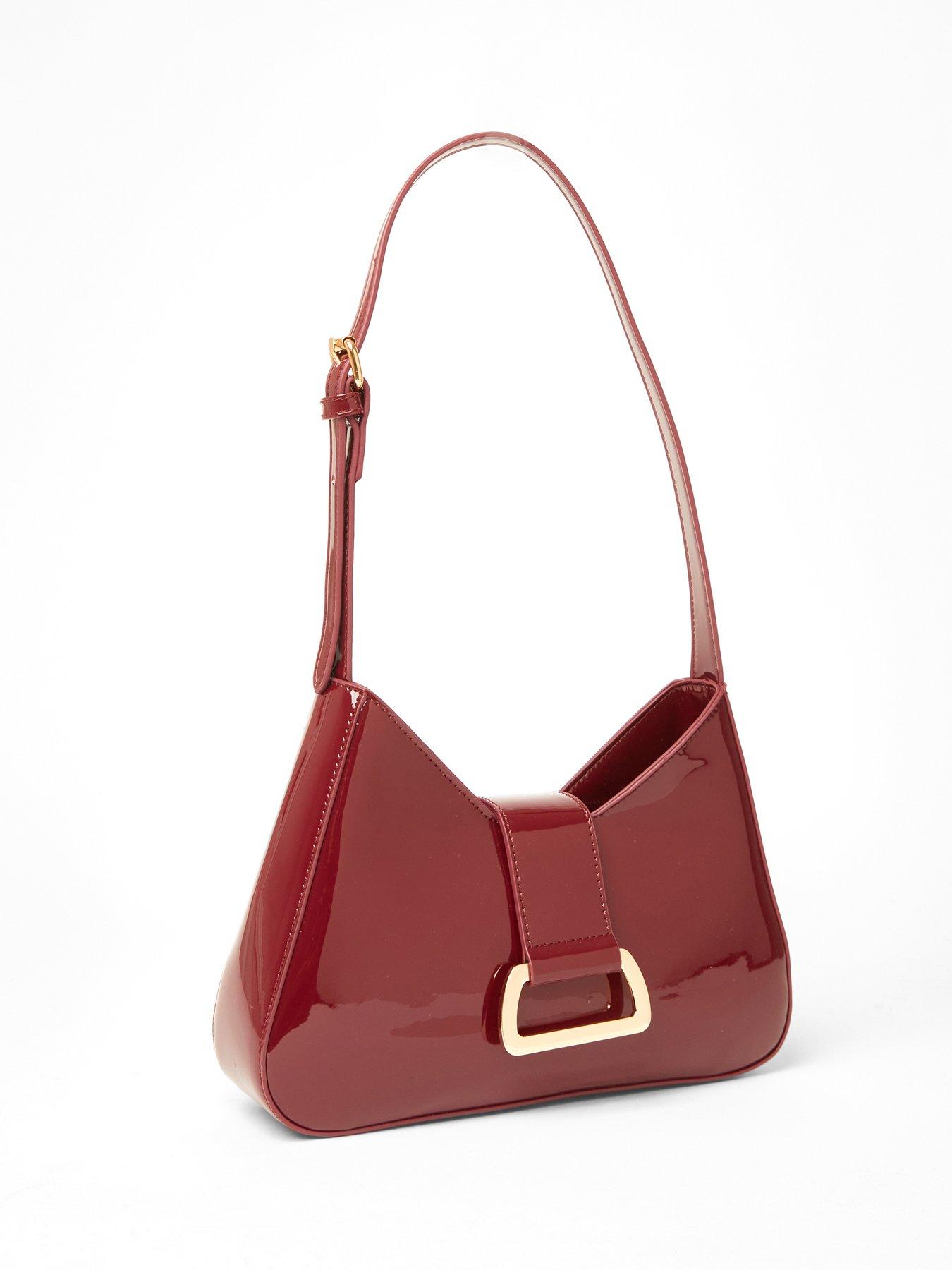 Image 2 of 5 of Quiz Burgundy Buckle Detail Shoulder Bag