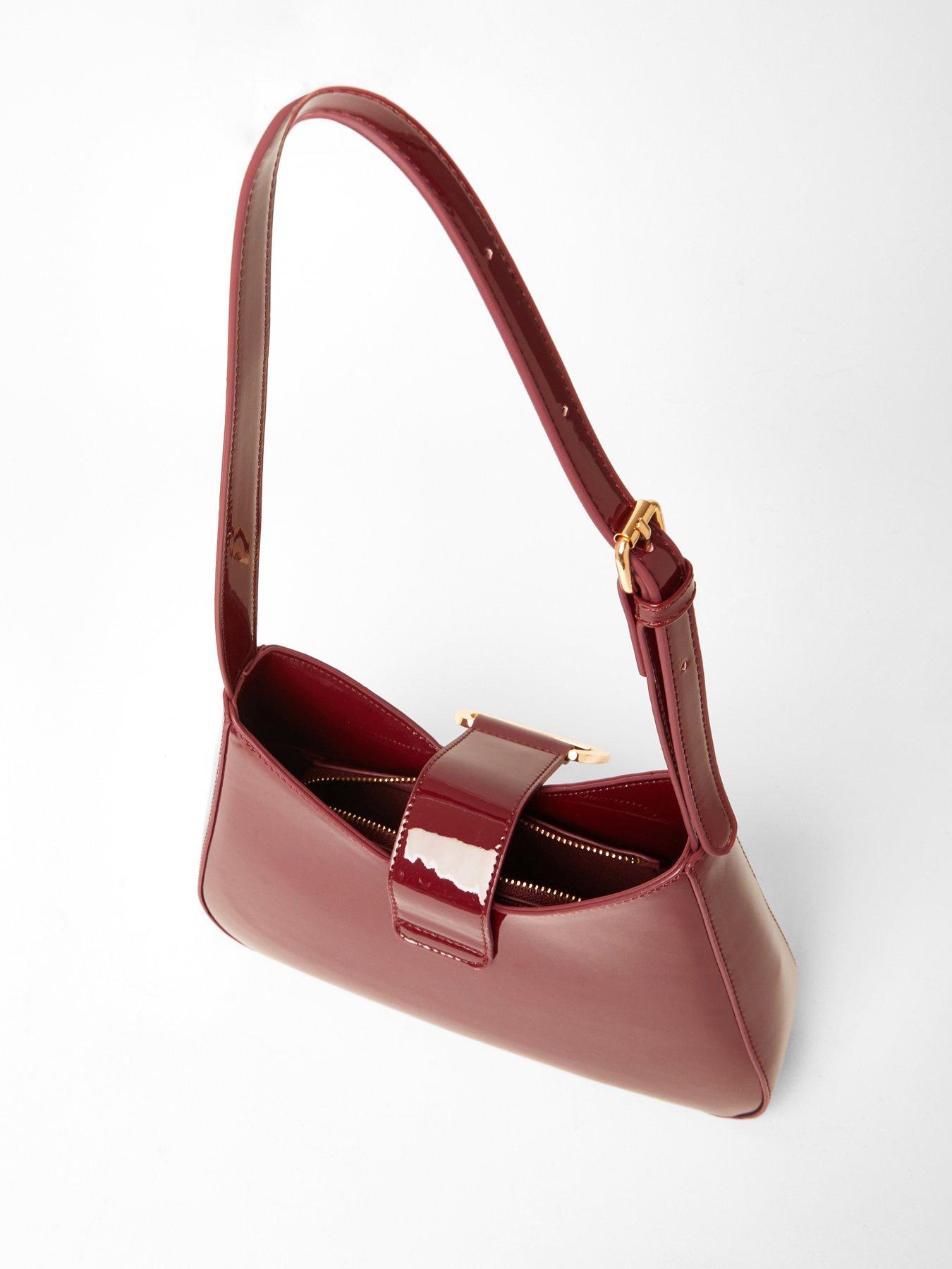Image 3 of 5 of Quiz Burgundy Buckle Detail Shoulder Bag