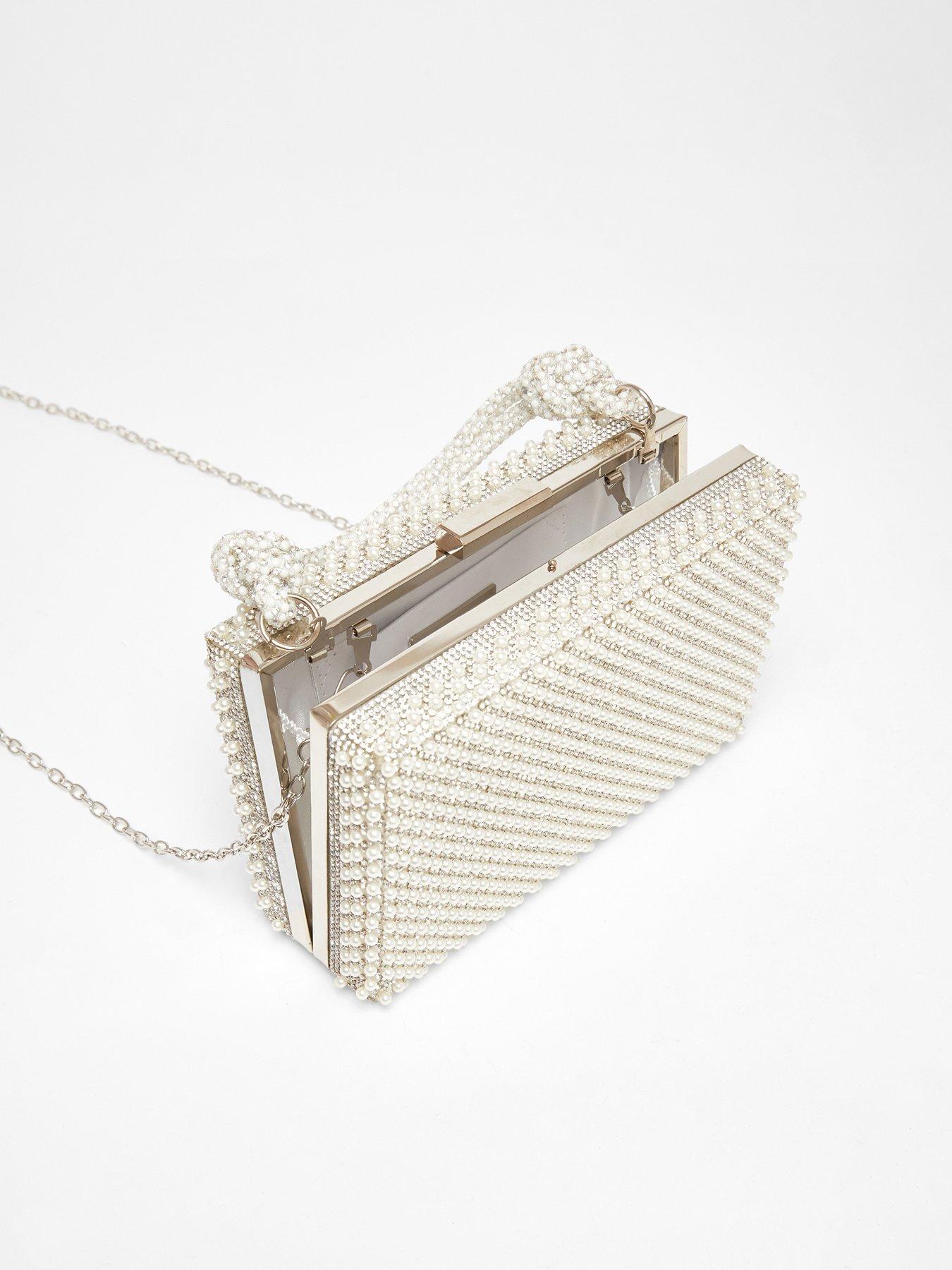 Image 4 of 5 of Quiz White Pearl Knot Top Handle Bag