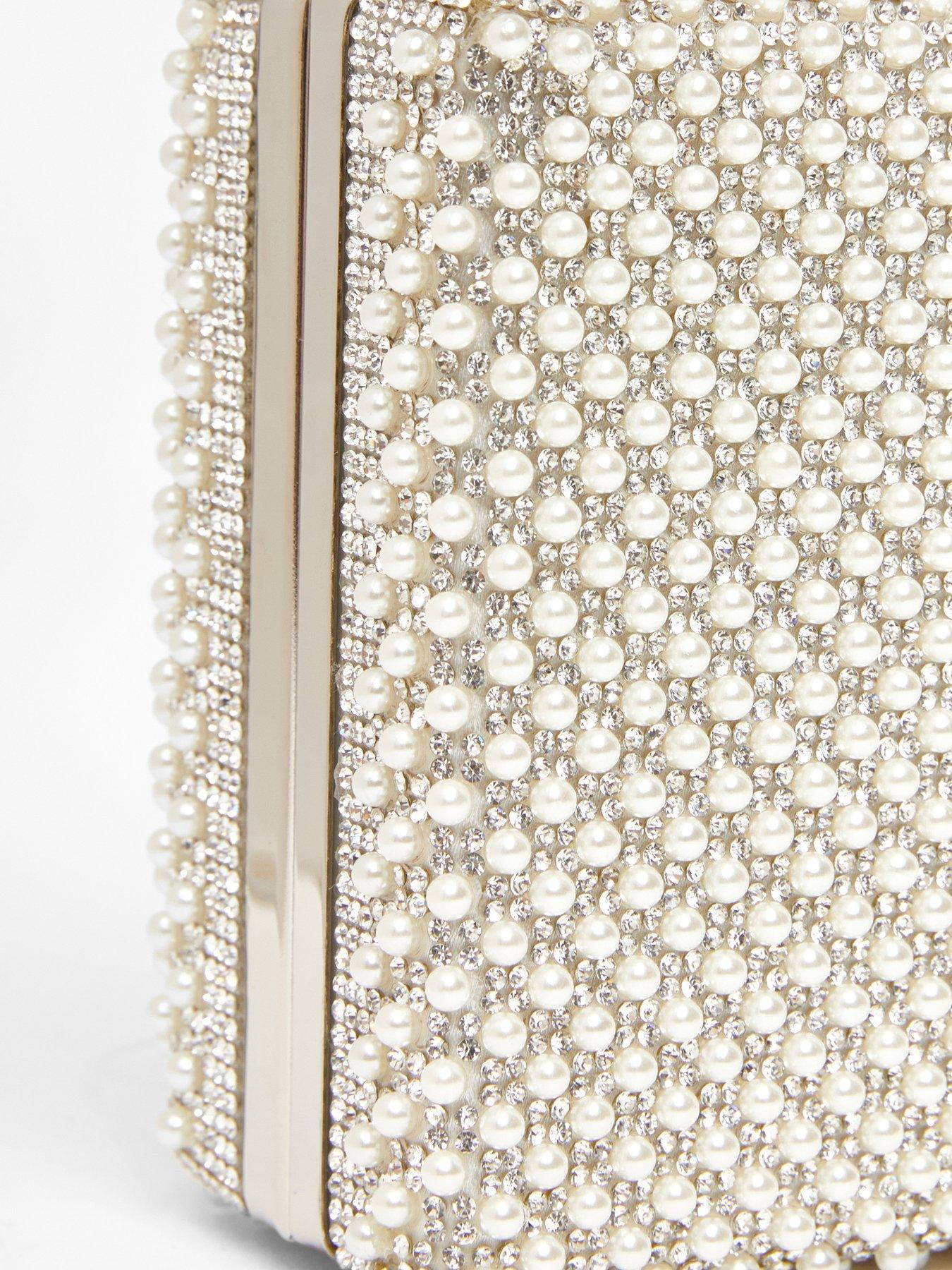 Image 5 of 5 of Quiz White Pearl Knot Top Handle Bag