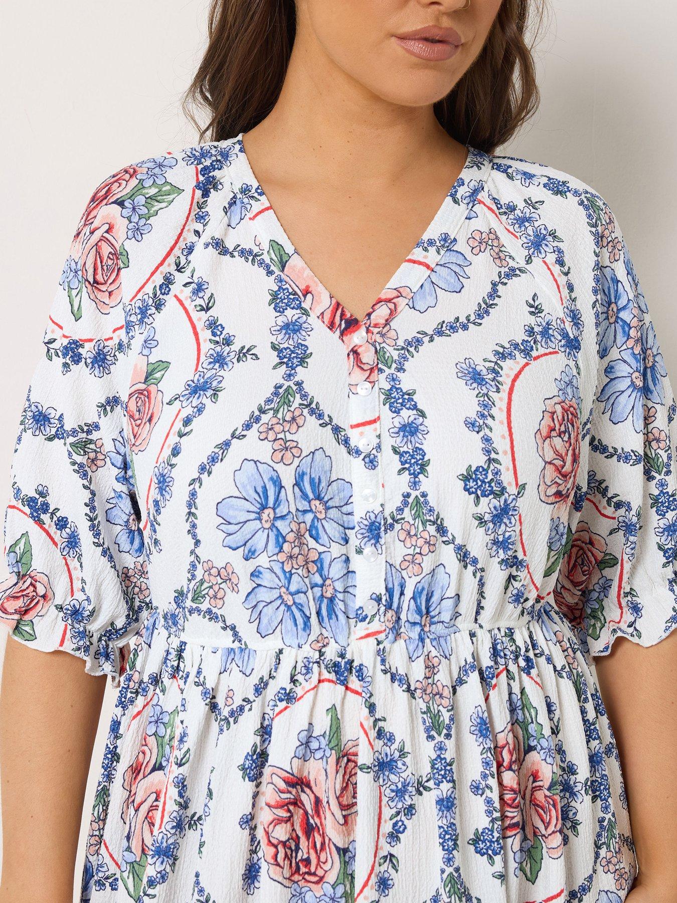 Image 4 of 5 of Yours Curve Raglan Prairie Dress - Cream