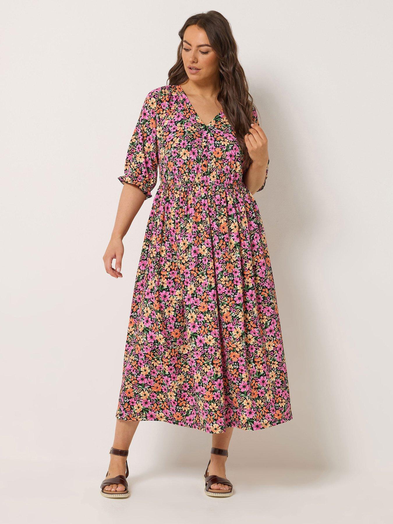 Image 1 of 5 of Yours Curve Raglan Prairie Dress - Black