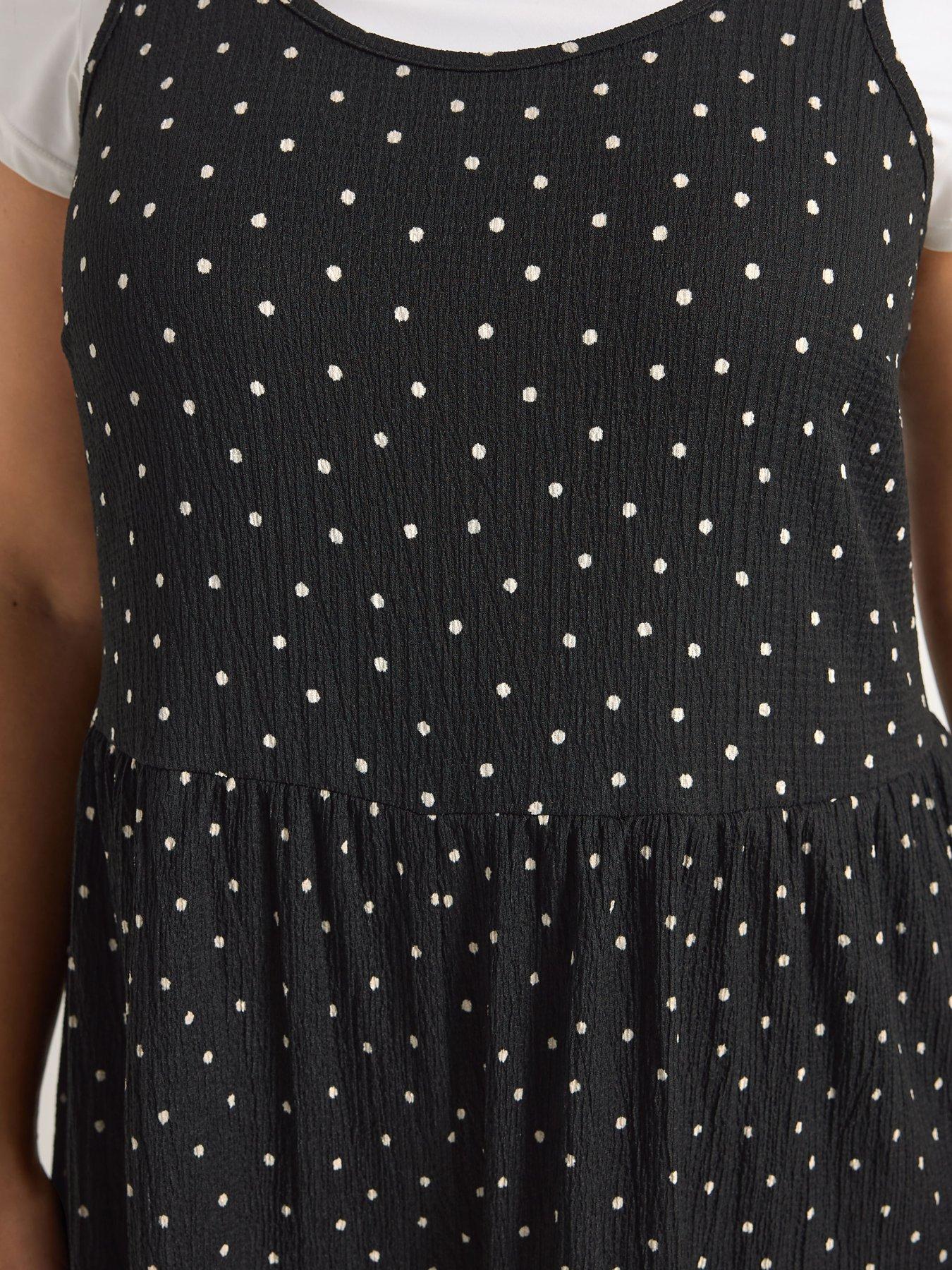 Image 4 of 5 of Yours Curve Polka Dot Textured Jumpsuit - Black