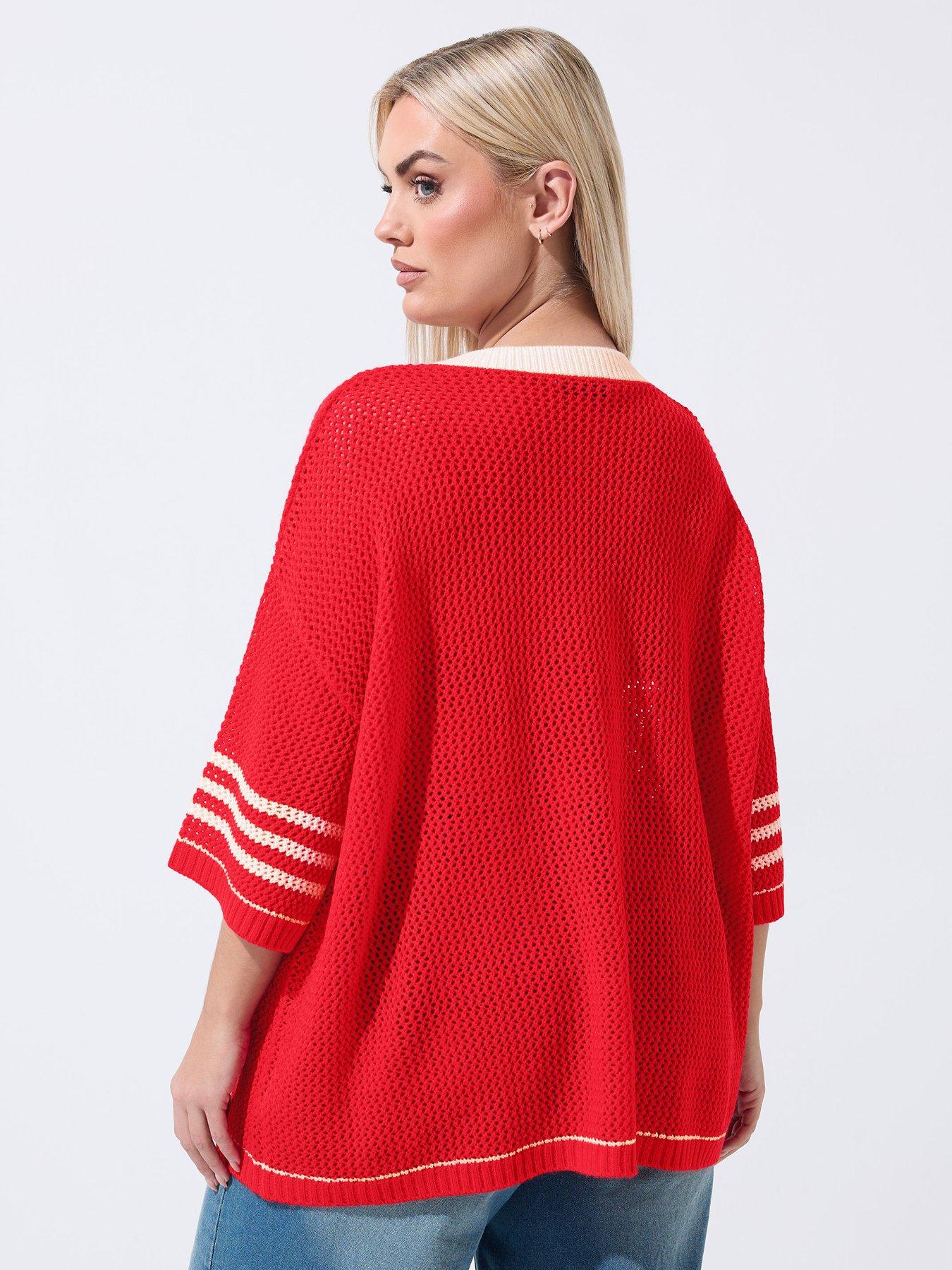 Image 2 of 5 of Yours Curve '87 Sport Crochet Top - Red