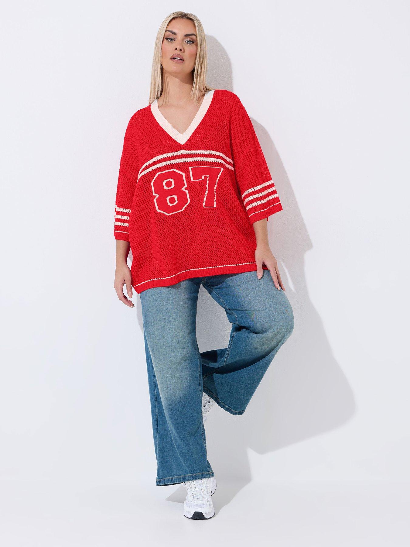 Image 3 of 5 of Yours Curve '87 Sport Crochet Top - Red