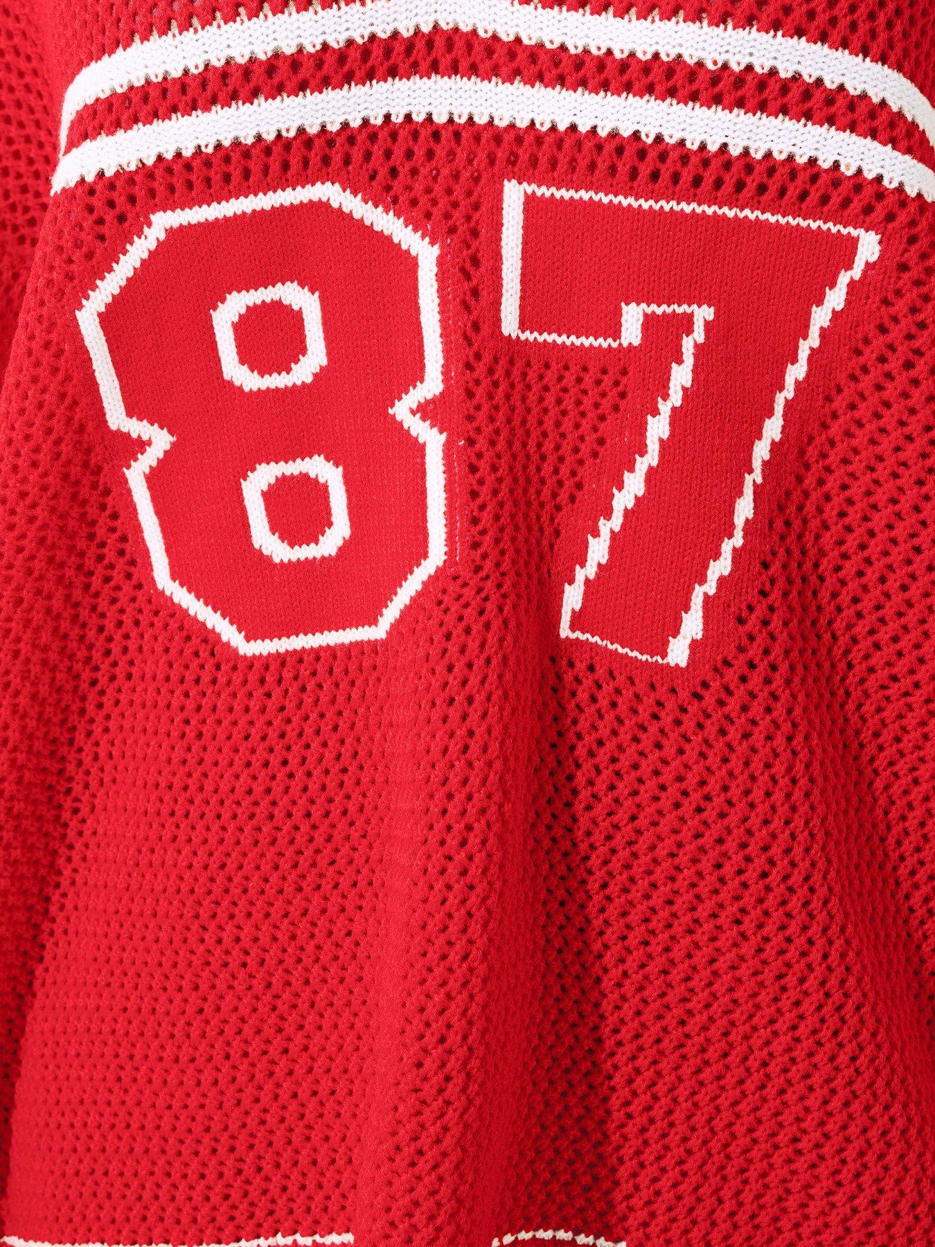 Image 4 of 5 of Yours Curve '87 Sport Crochet Top - Red
