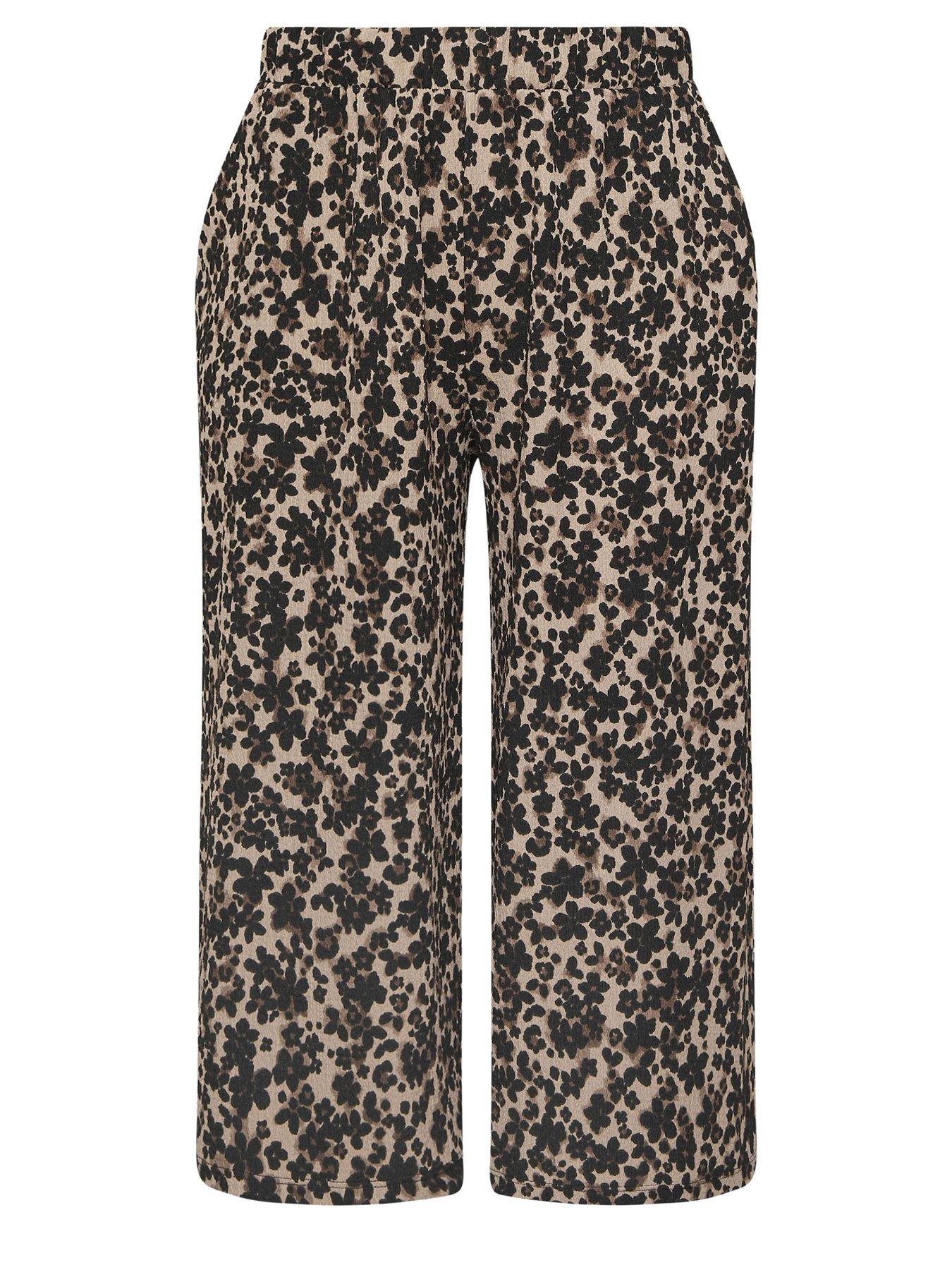 Image 5 of 5 of Yours Curve Leopard Printed Jersey Culottes - Brown